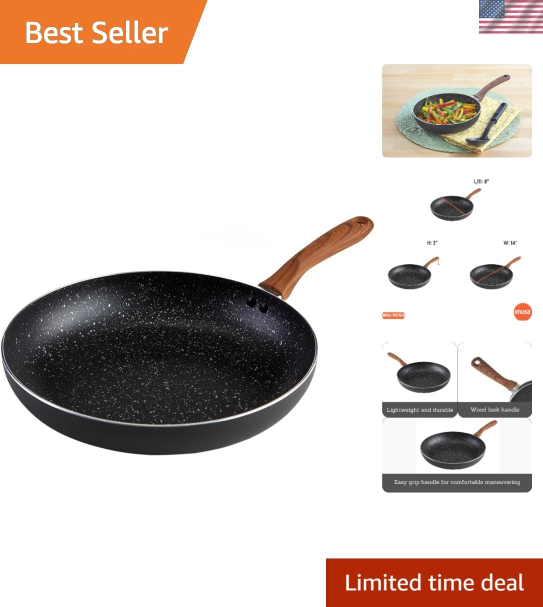 Versatile 8-Inch Fry Pan with Woodlook Handle – Ideal for Searing and Sautéing