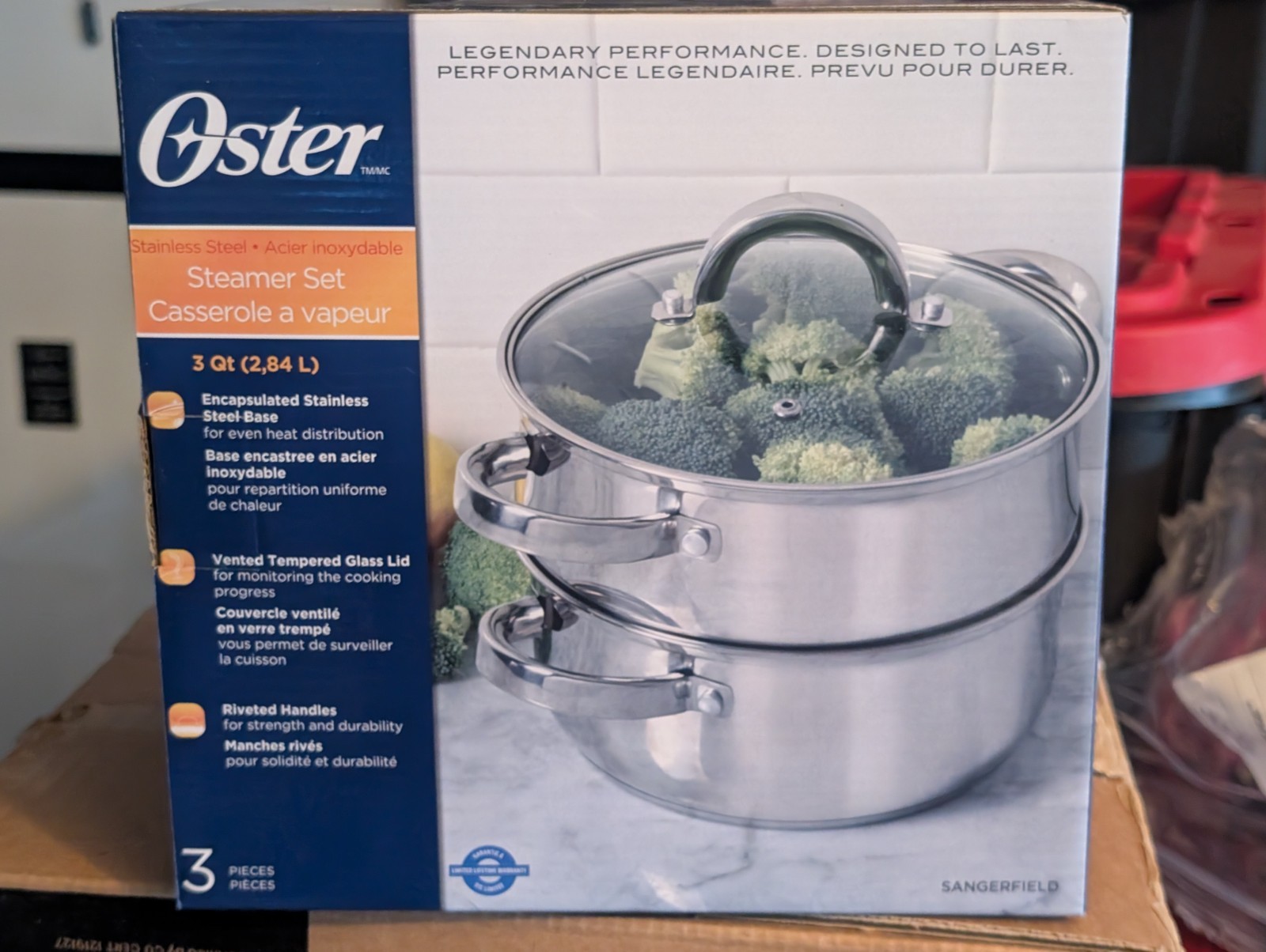 Oster 3 Qt Stainless Steel Steamer Set 3 Piece Saucepan Lid New