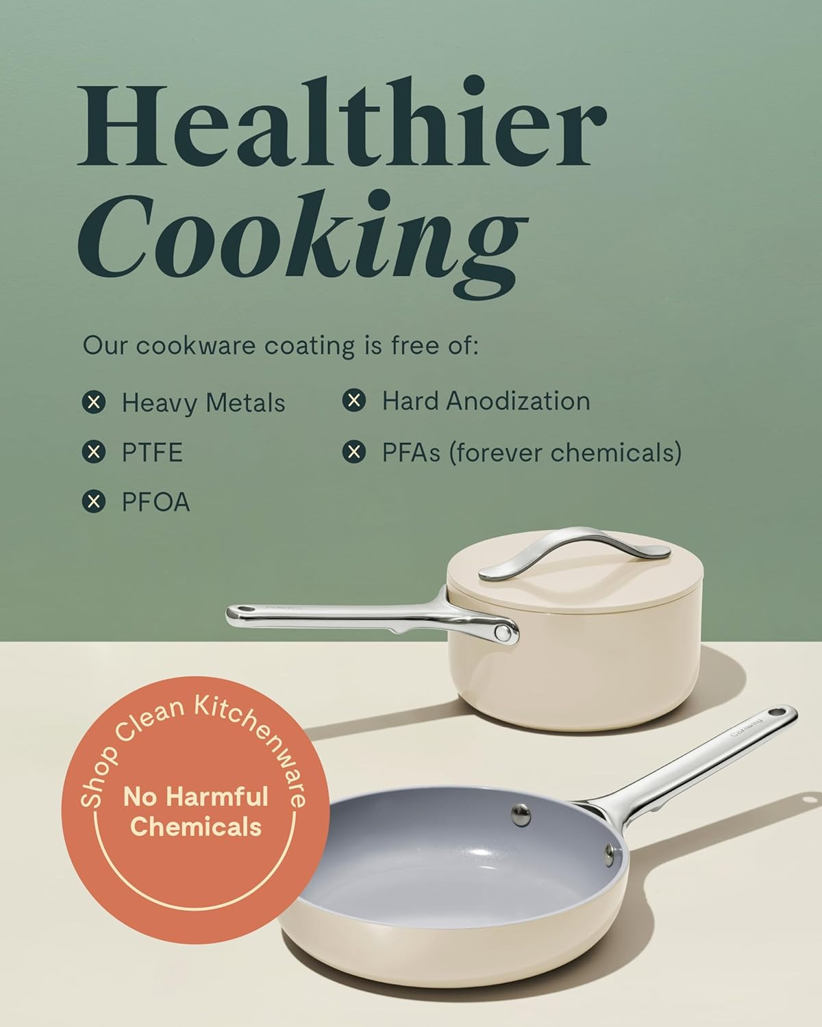 Non-Stick Mini Cookware Set – Ceramic Fry Pan & Saucepan – Oven Safe Cream
