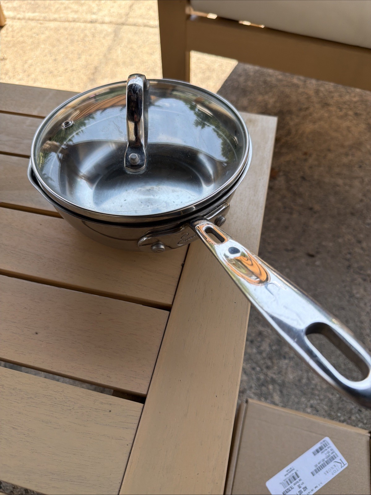 Emeril Stainless Steel 1 Qt Saucepan Copper Core Pour Spout Chef Kitchenware Lid