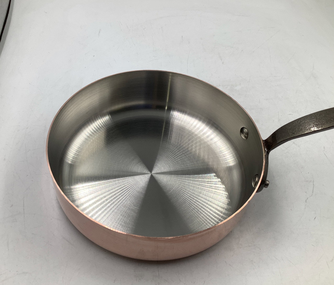 Mauviel M’Heritage M150CI Polished Copper & Stainless Steel Saute Pan, 1.8 Qt