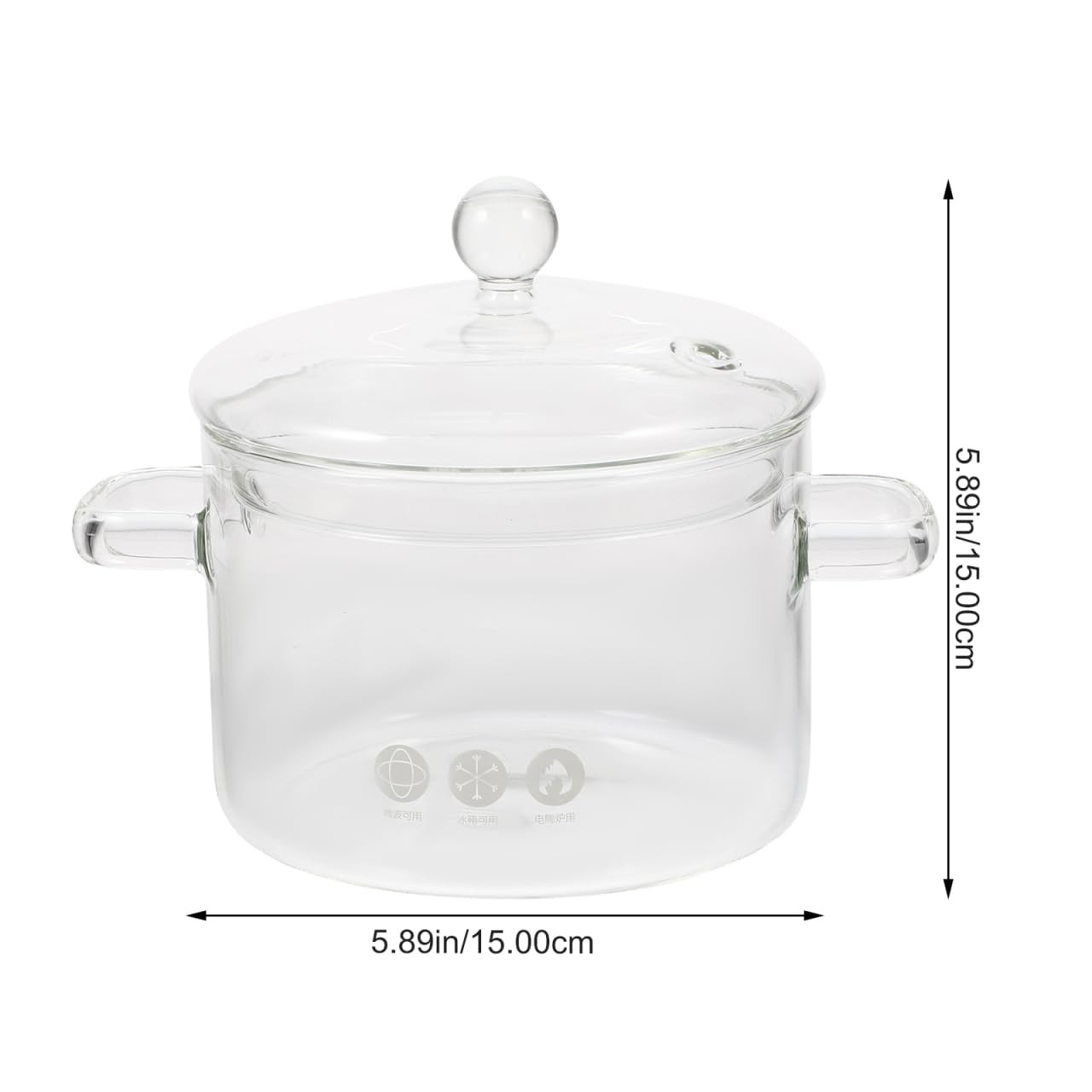 Vaguelly Borosilicate Glass Soup Pot Lid 1.5L/50Oz Transparent Cooking Pot For
