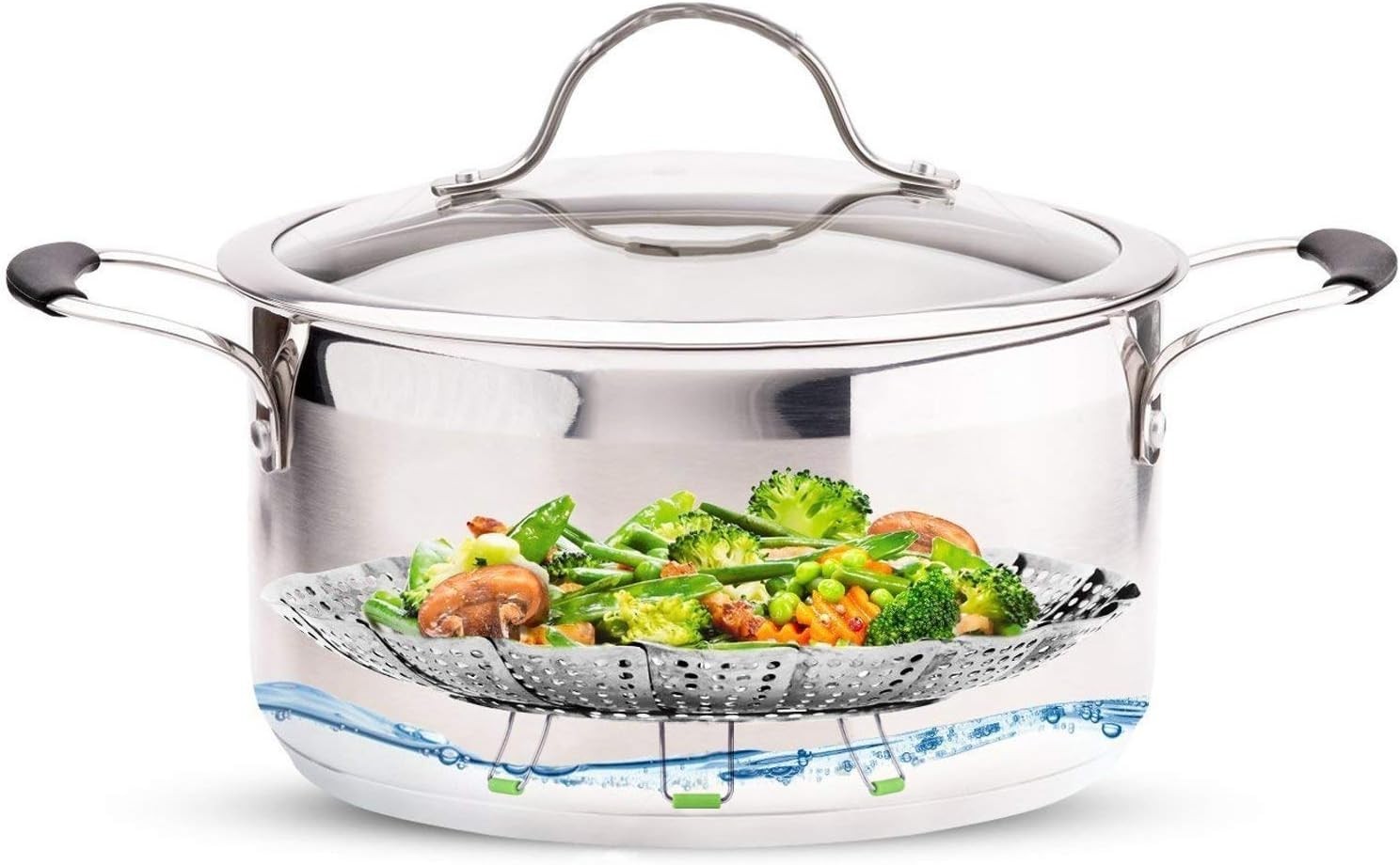 Stainless Steel Vegetable Steamer Basket, Expandable 6.4″ to 10″ for Healthy …