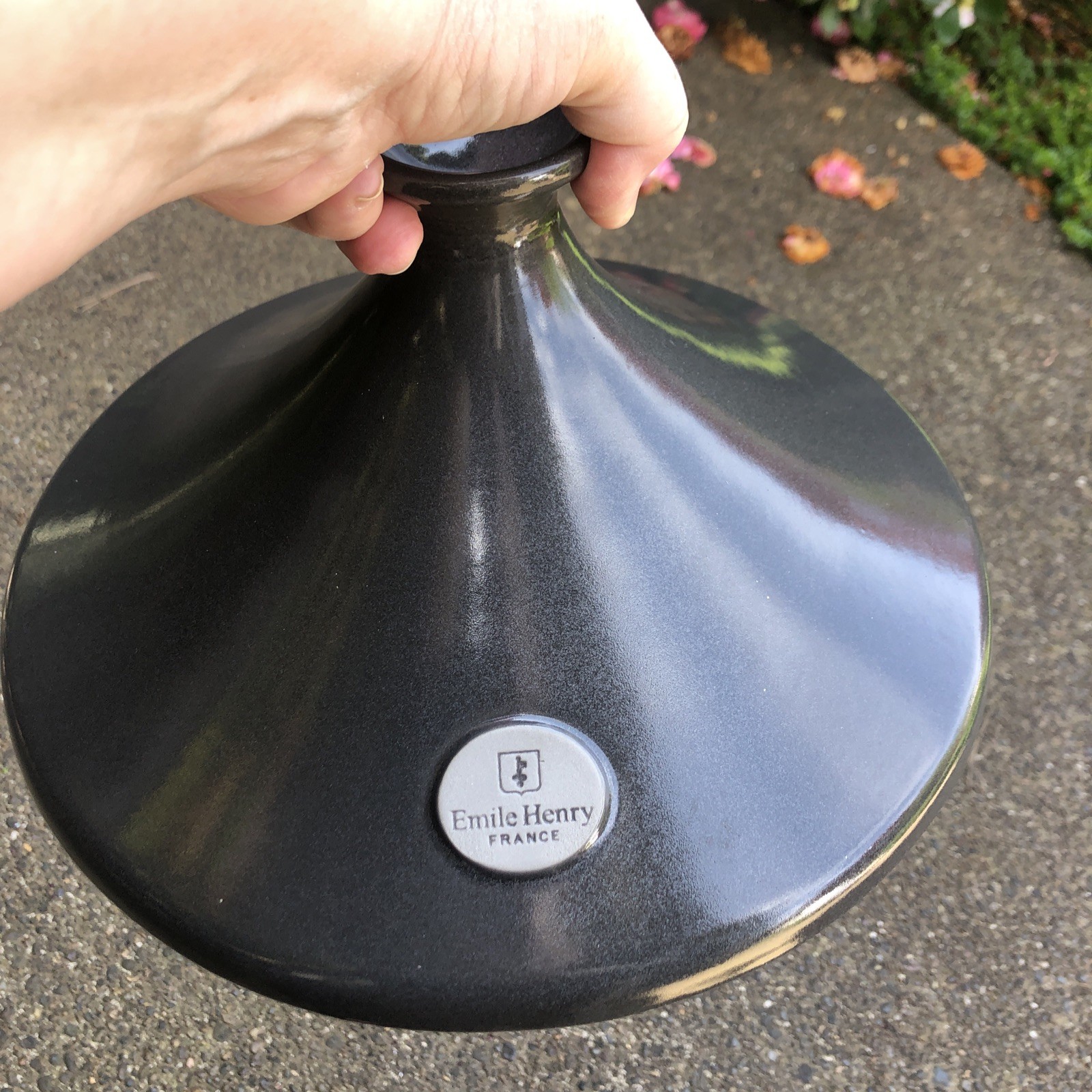 Emile Henry Moroccan Tagine Flame Ceramic Dark Gray Made in France *LID ONLY* EC