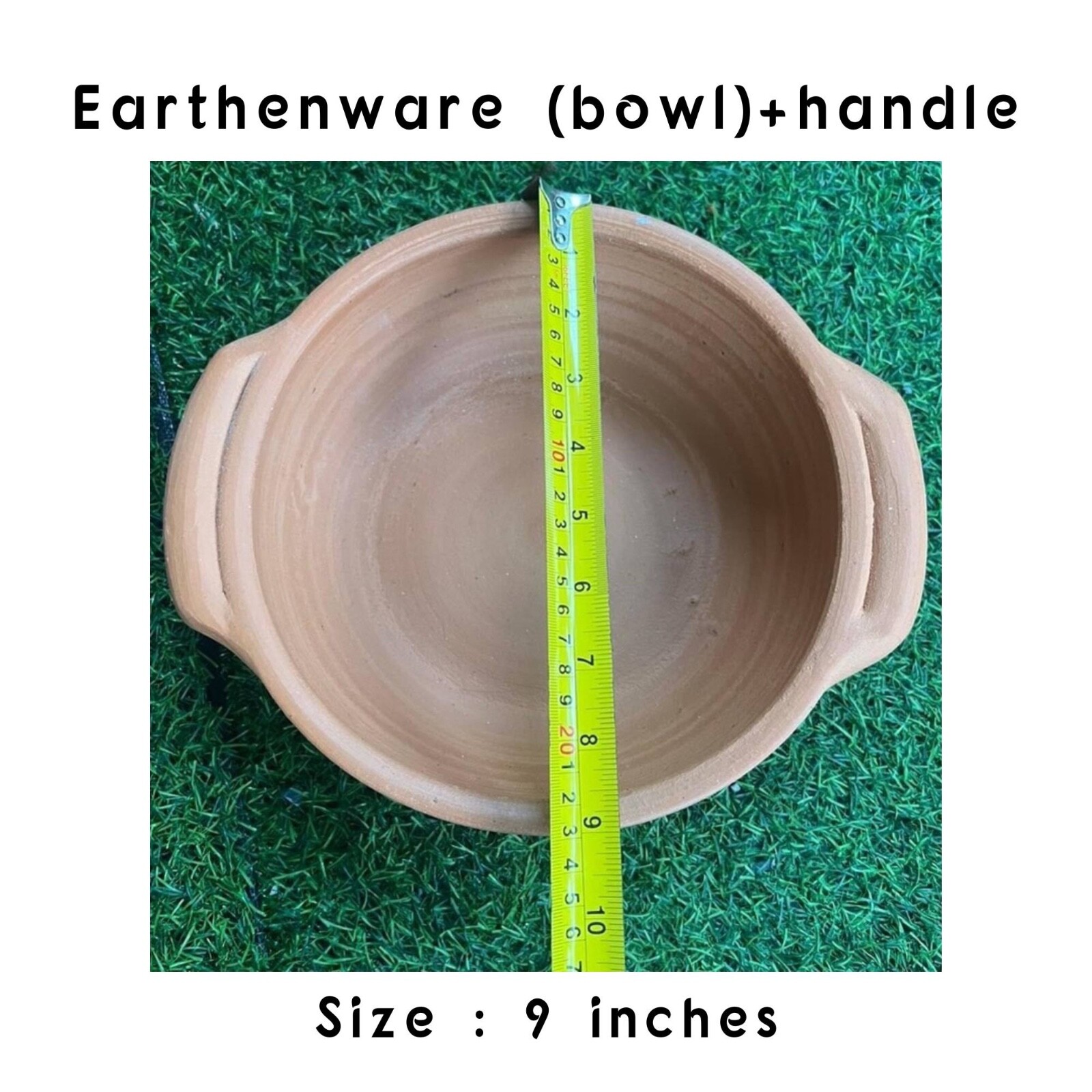 Thai antique handmade Earthenware bowl with handler – 9 inches