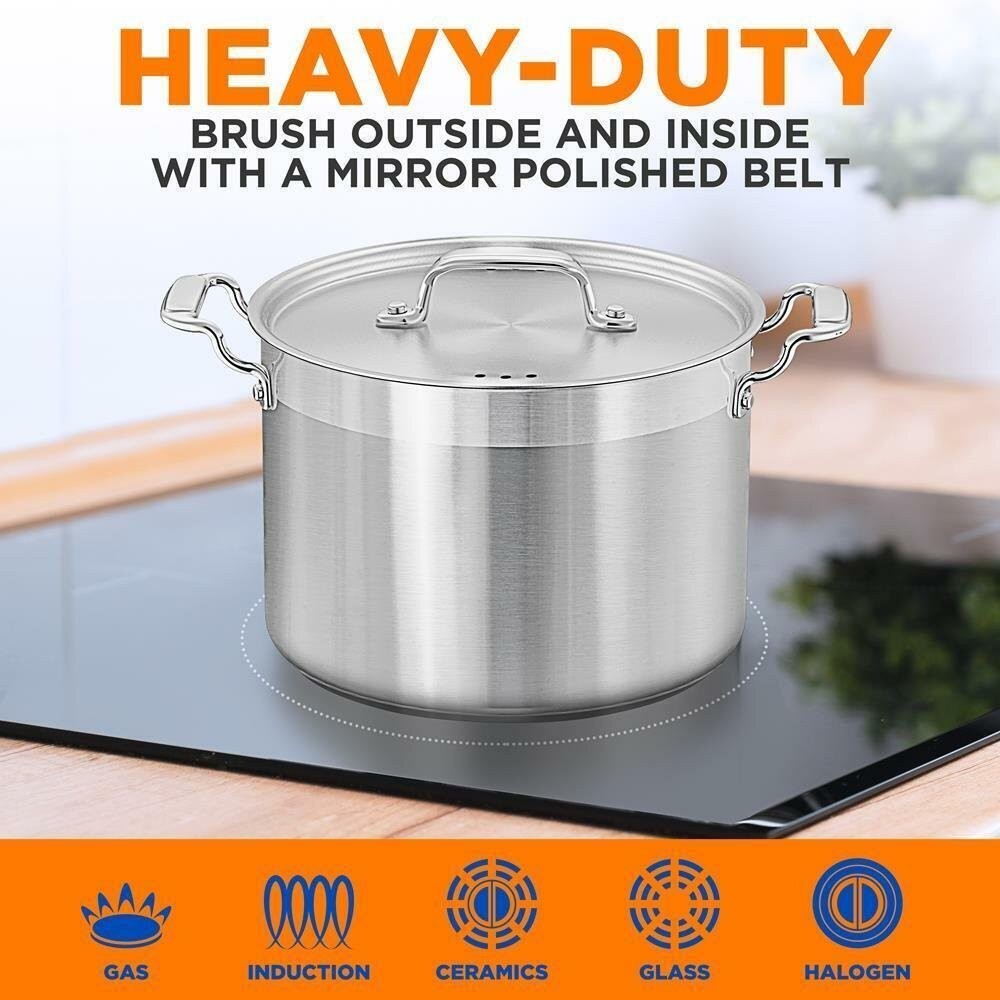 NutriChef 8QT Non-toxic Stainless Steel Stockpot, Heavy-Duty Induction Pot