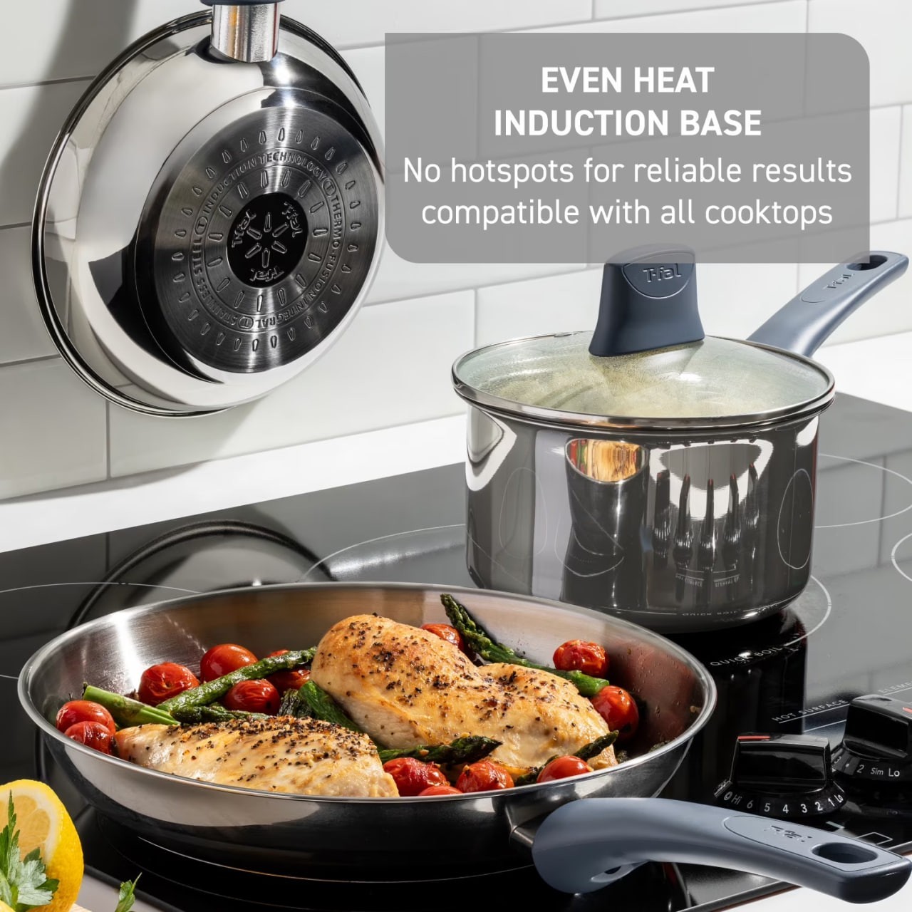T-fal Daily Cook Stainless Steel, 12 Piece Pots and Pans Cookware Set,Ocean Blue