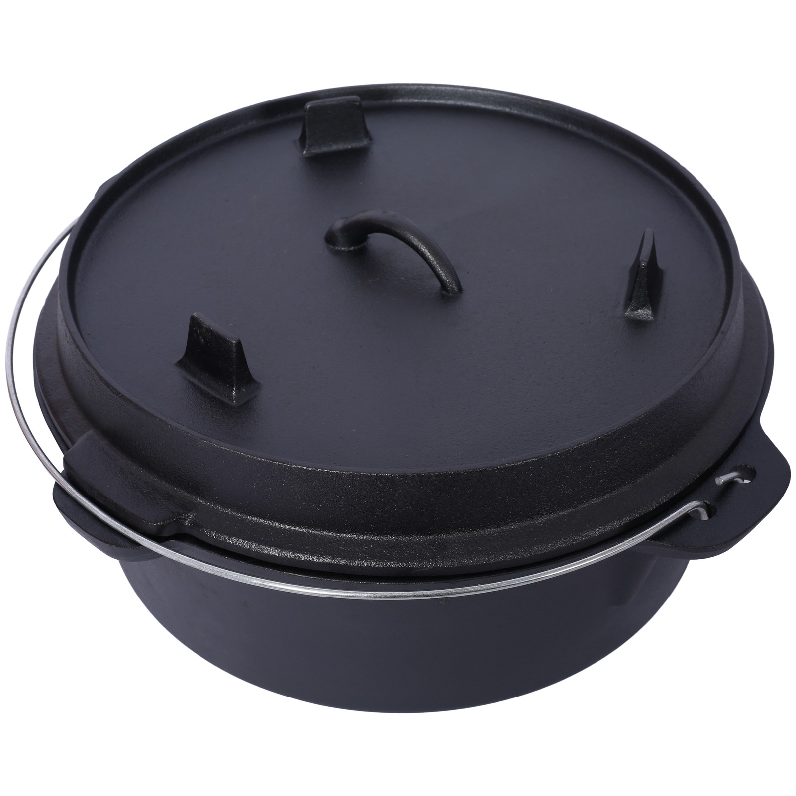 Tileon Dutch Oven12 qt Cast Iron Black Pre-Seasoned Lid Fireplace BBQ Camp Bake