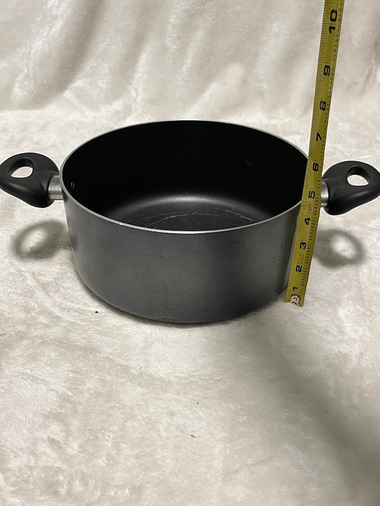 T-fal Tefal Nonstick Aluminum Pot 9.5″ Dia x 4.25″ Tall, Black, No Lid