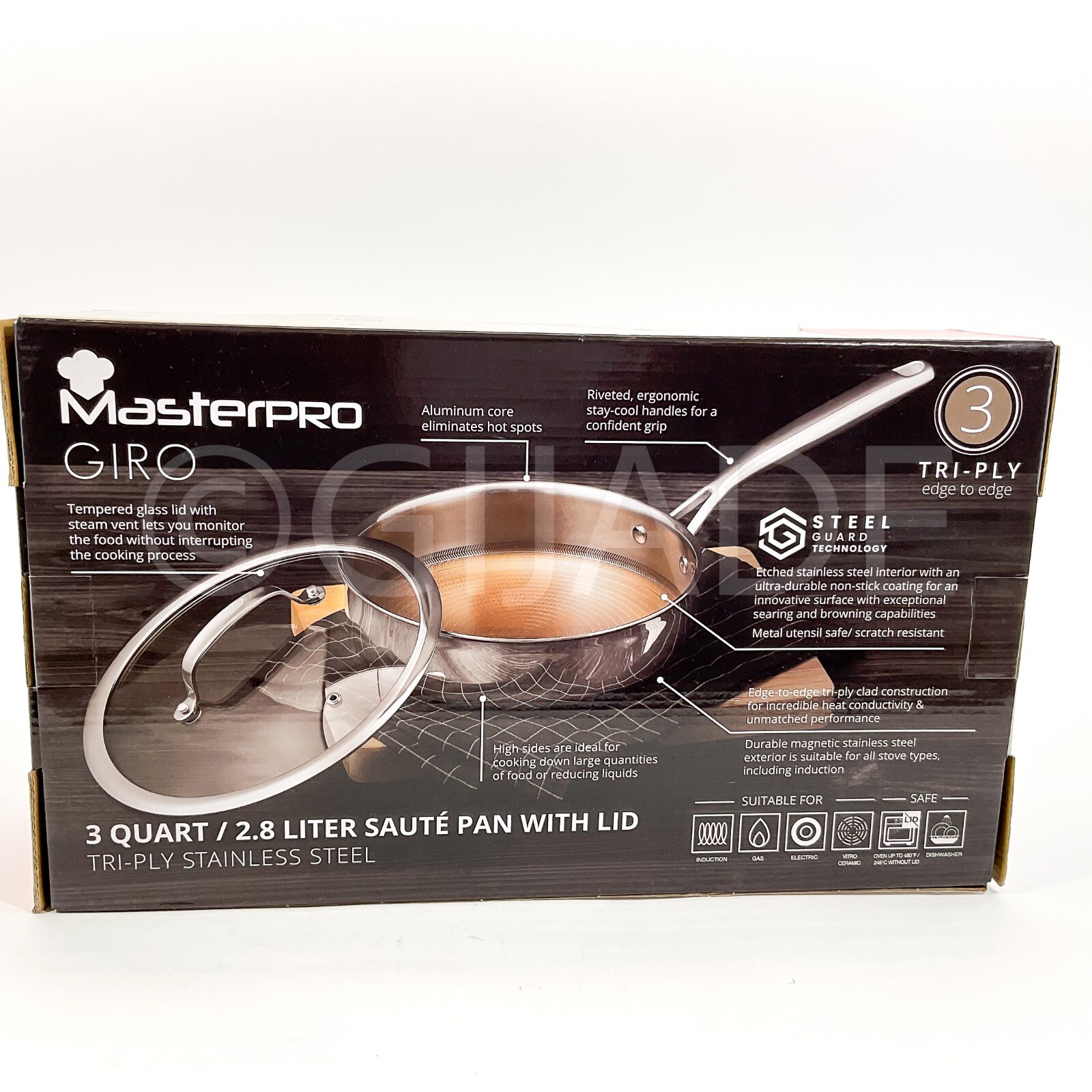 MasterPRO – Giro Collection 3-qt Non-Stick Saute Pan Tri-Ply Stainless Steel New