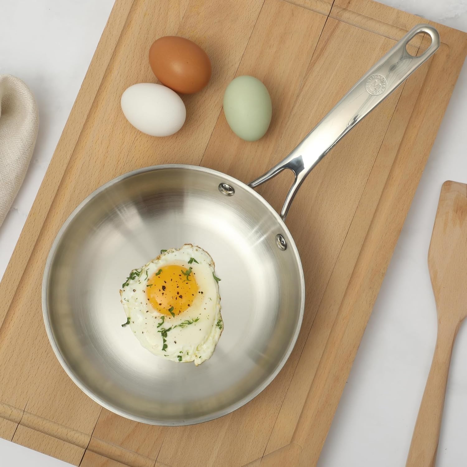 Castelle 8″ Stainless Steel Frying Pan Non Toxic Fry Pan Skillet