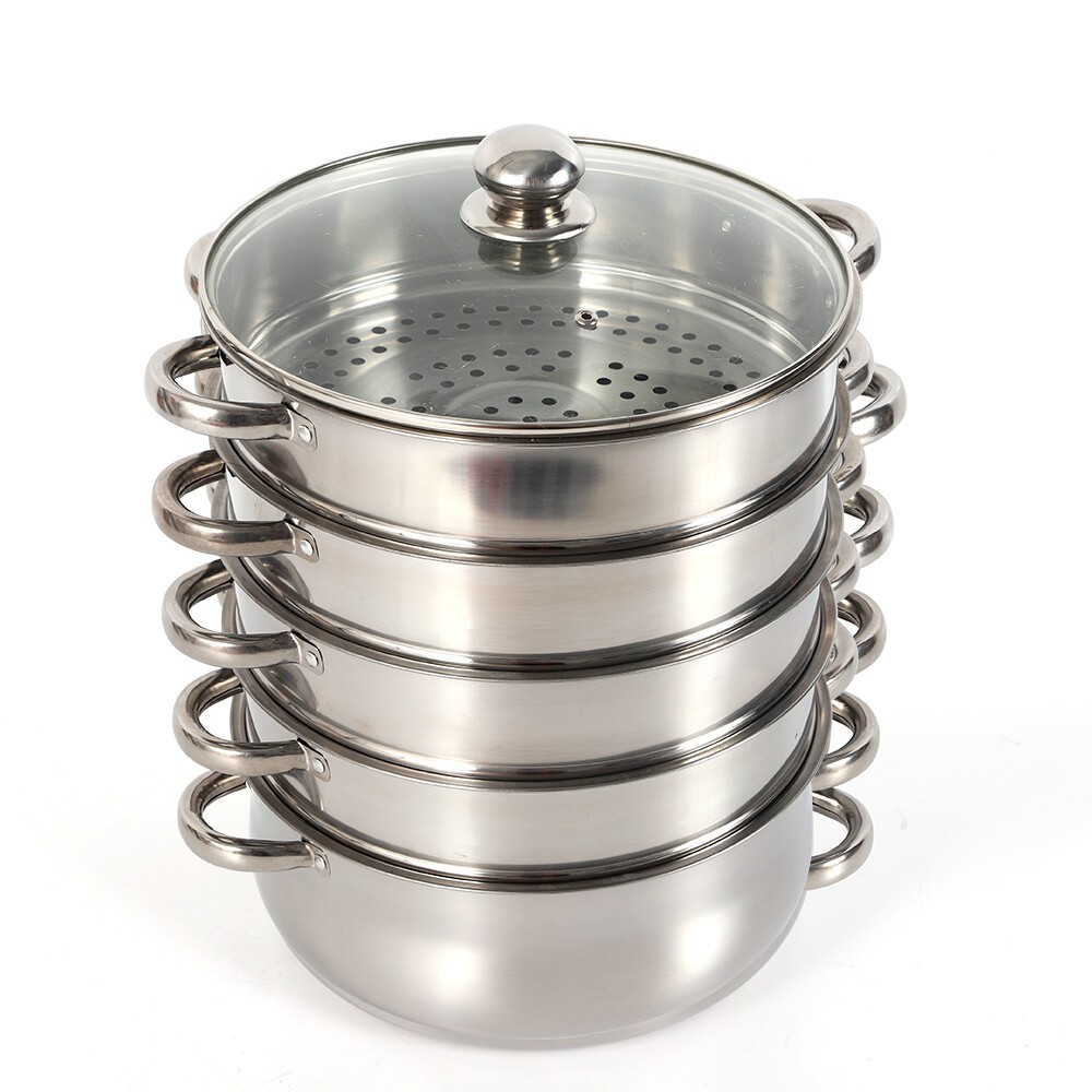 5-Tier Dumpling Steamer Stainless Steel Steamer Pot With Lid Steaming Basket