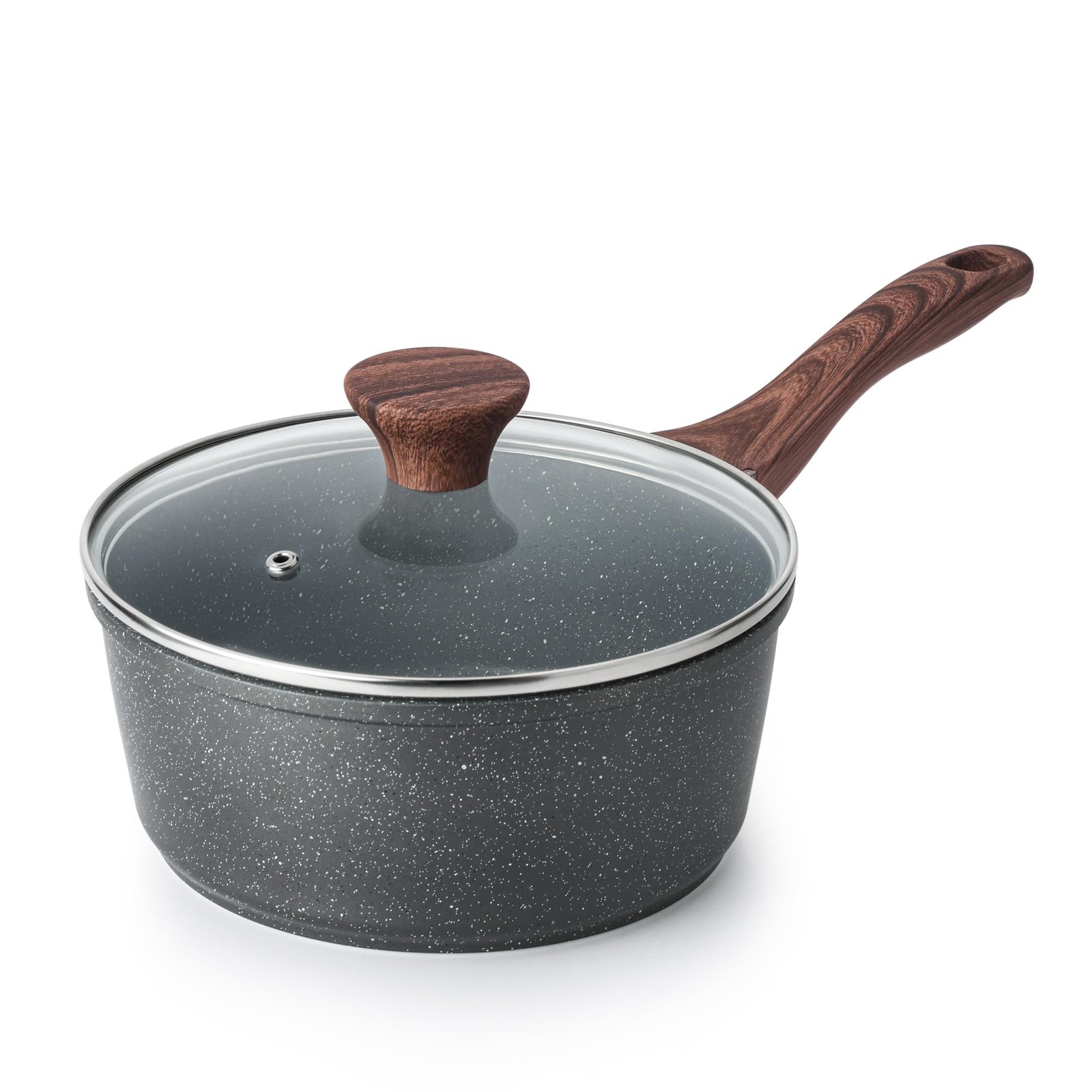 SENSARTE Nonstick Saucepan with Lid 1.5 Quarts Small Pot with Swiss Granite