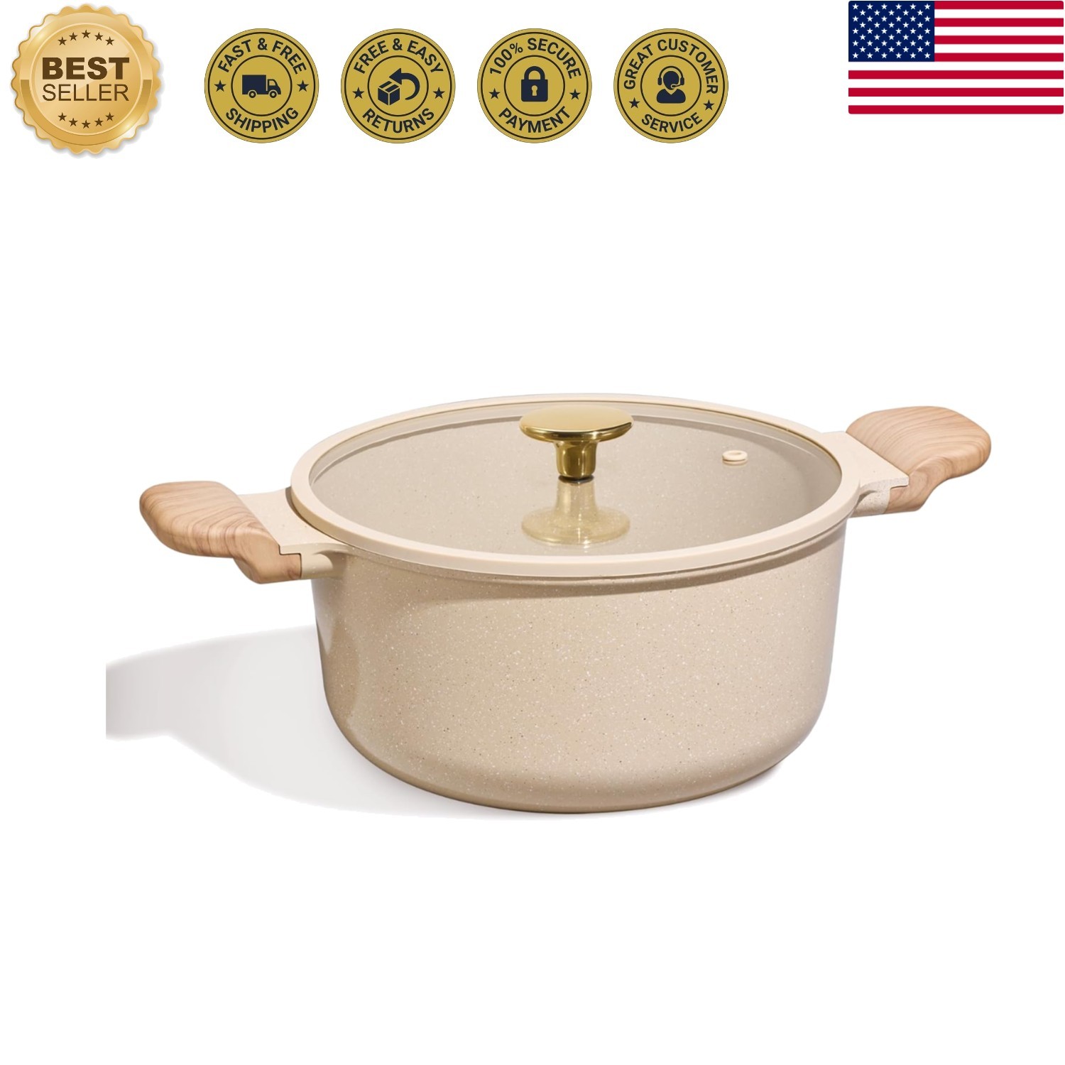 5 Qt Nonstick Stock Pot with Lid Soup Pot, Ceramic 5 Quart Casserole with Lid…