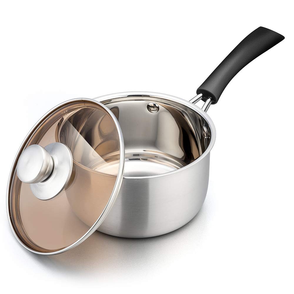 TeamFar Saucepan with Lid, 2 qt Sauce Cooking Pot Milk Pan Stainless Steel, P…