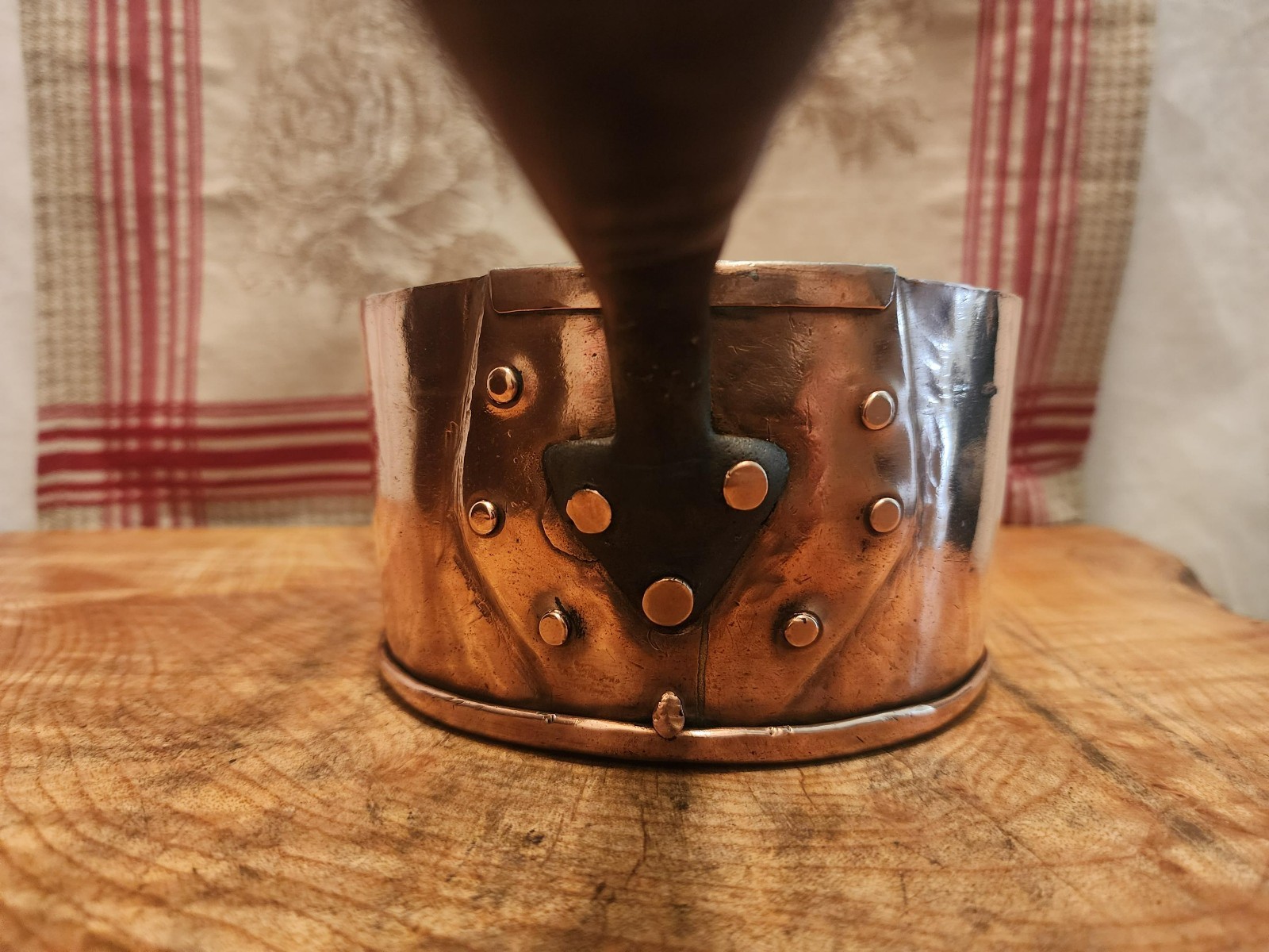 Antique English Copper Saucepan 14cm-5.5 Inch Diameter Riveting Finish 1.5lb