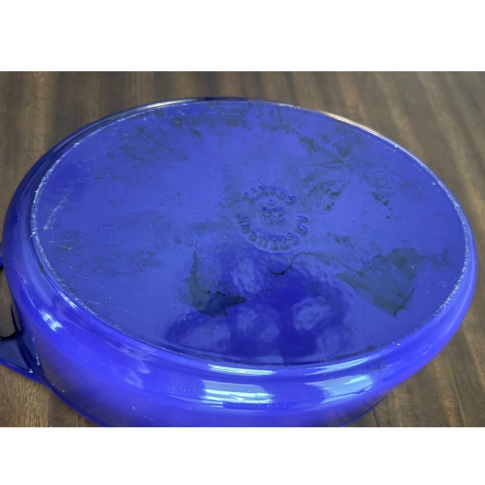 Le Creuset Blue Enameled Cast Iron 2-in-1 Oval Dutch Oven with Grill Pan Lid 28