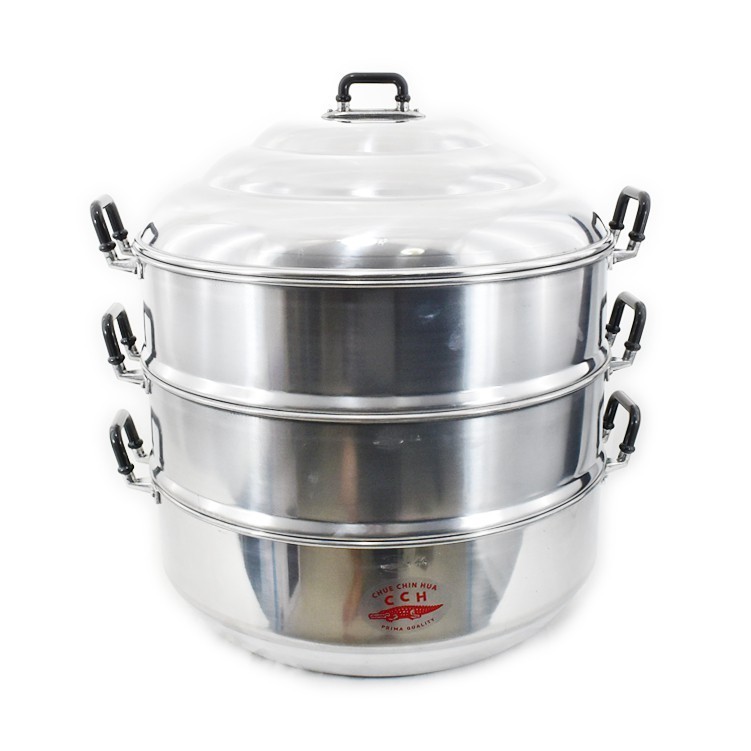 Thai Traditional Aluminum Steamer Pot Cookware Crocodile Brand Kitchen 3-Tier 44