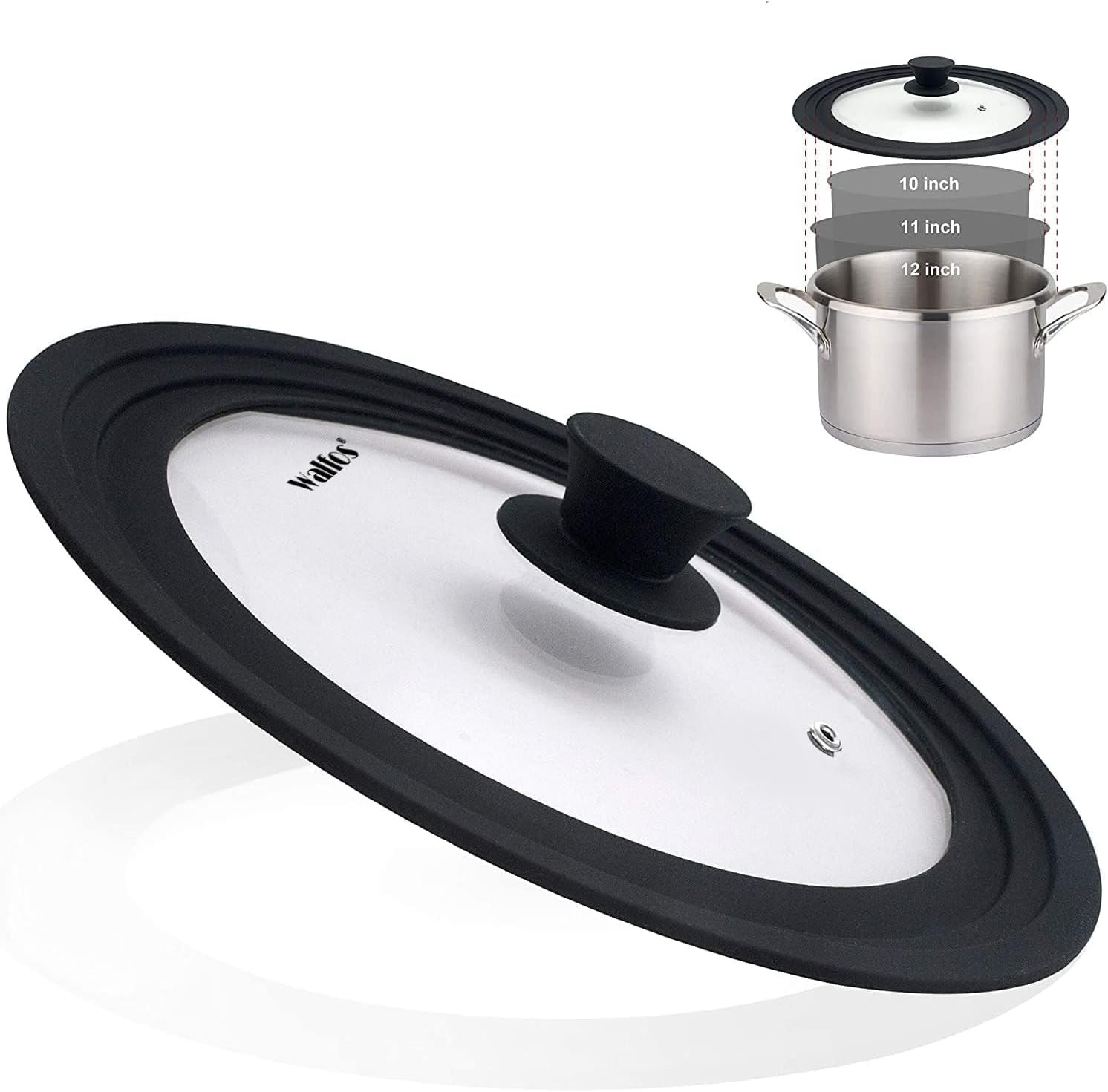Universal Lid for Pots, Pans and Skillets – Tempered Glass with Heat Resistant S