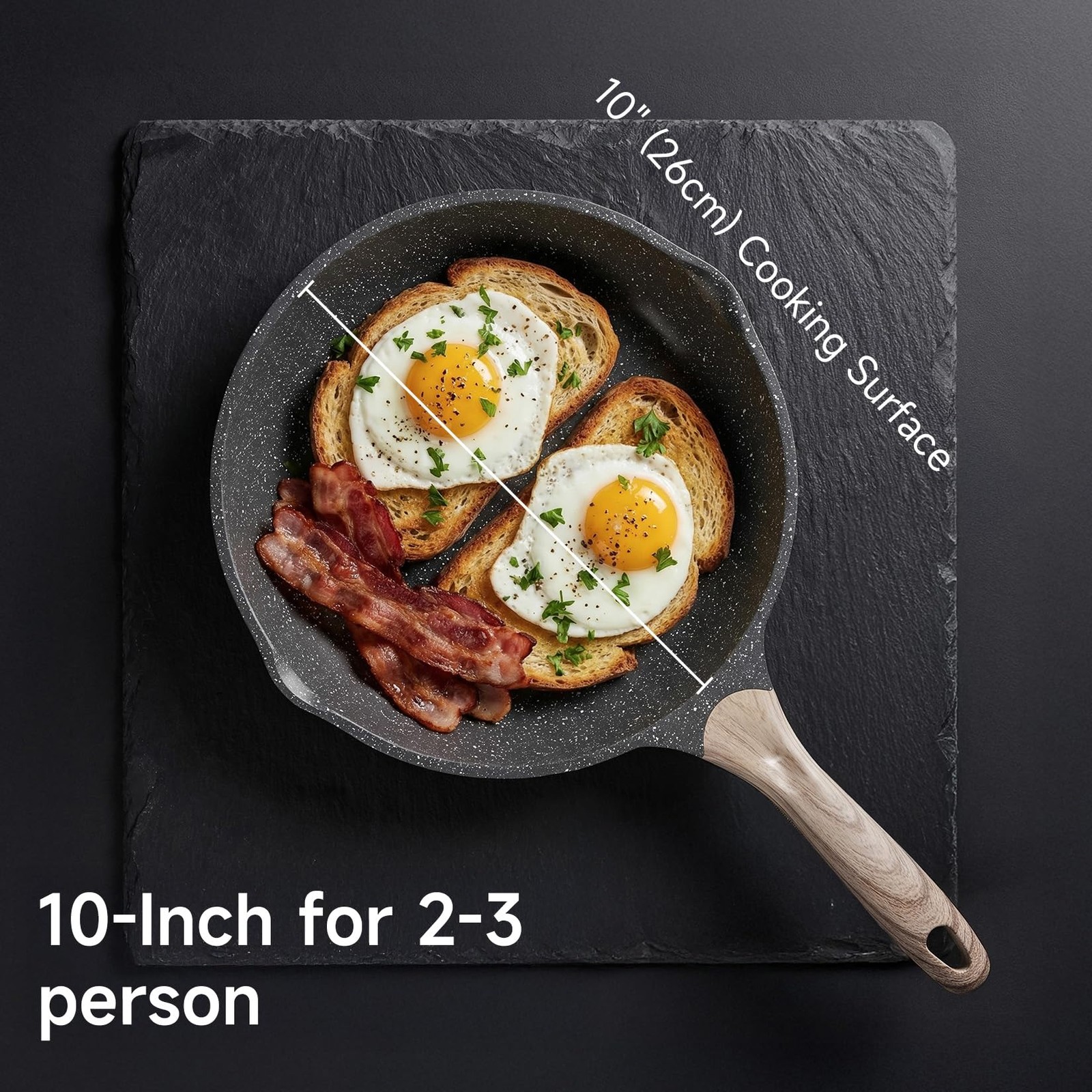 10 Inch Grey Nonstick Frying Pan Granite Stone Coating Skillet Soft Handle