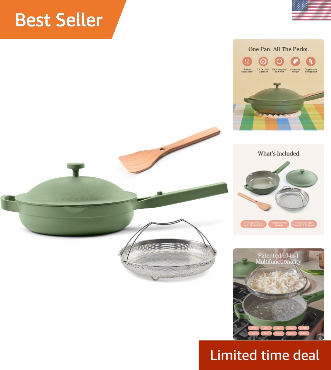 Always Pan 2.0-10.5” 2.6 Qt Nonstick, Toxin-Free Ceramic Cookware