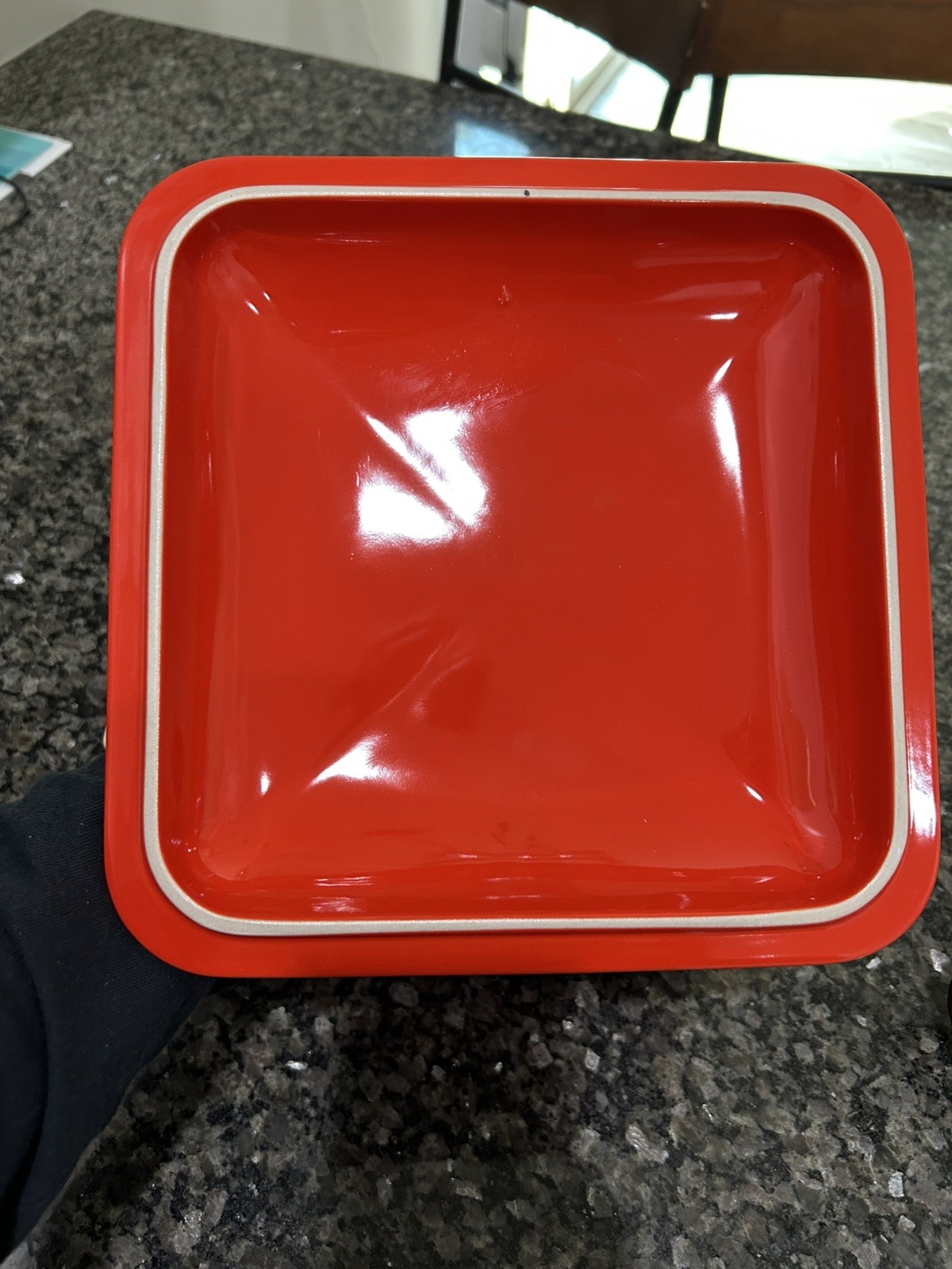 Le Creuset Stoneware 3-Quart Square Casserole with Lid, Carmin red