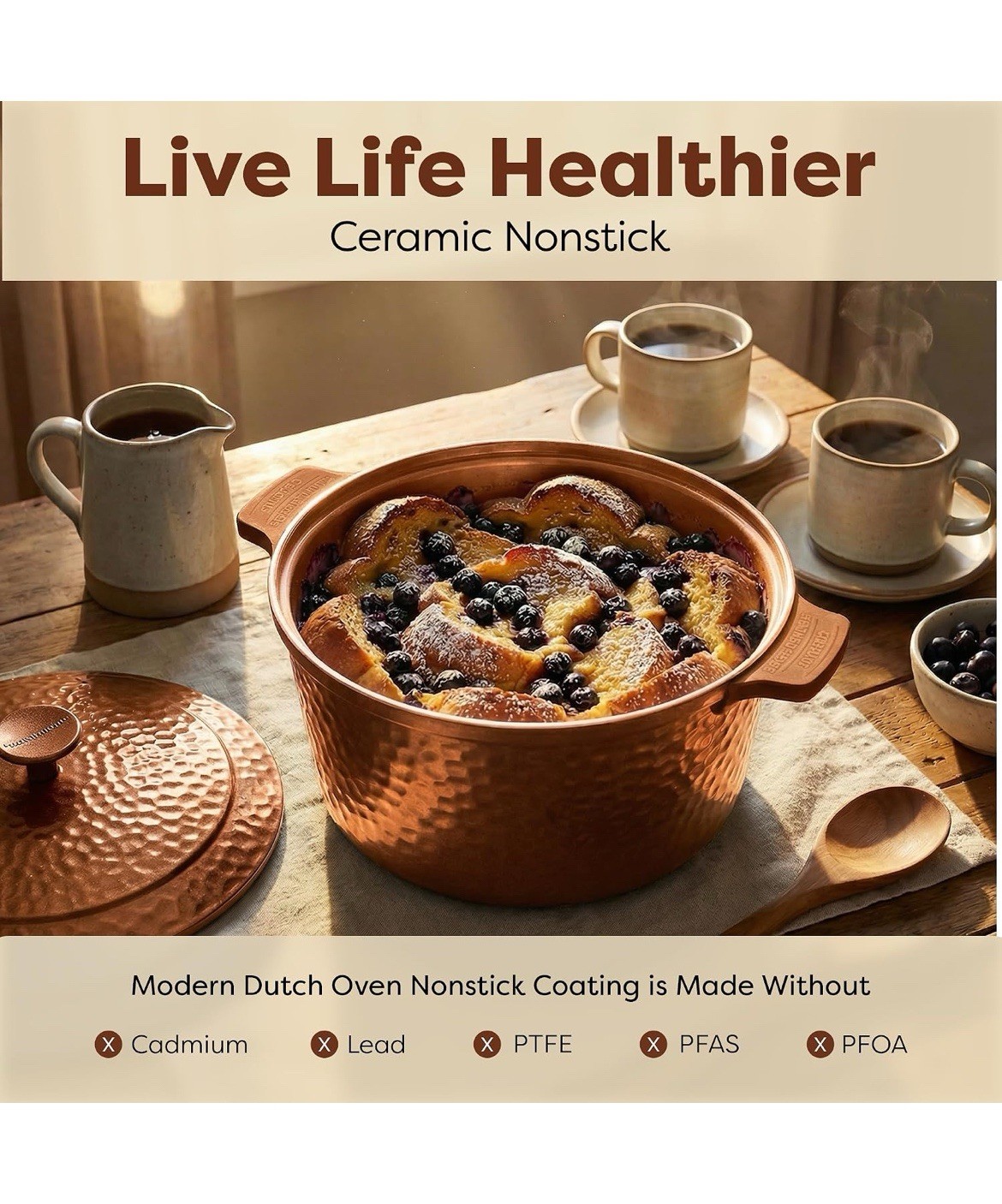 Gotham Steel Hammered 5 Qt Lightweight Dutch Oven