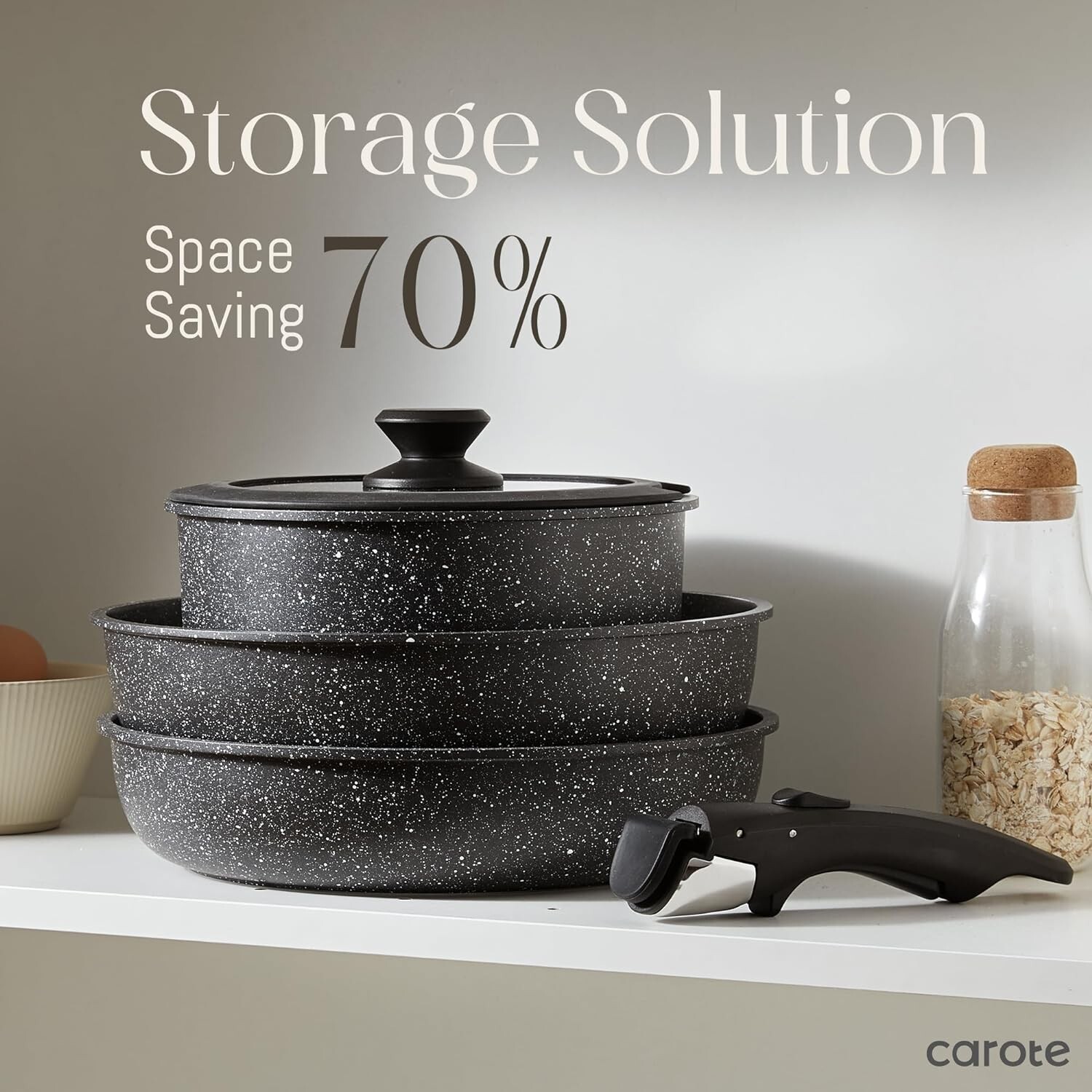 CAROTE 7″ 2QT SAUCEPAN, Non-Stick, Midnight BLACK Granite, NEW AND & IMPROVED