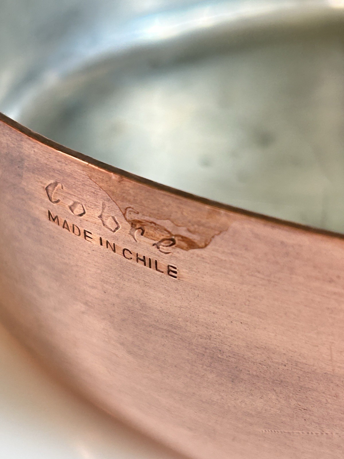 Vintage Copper Tin Lined Brass Handle Gratin Pan Set 2 Cobre Made in Chile