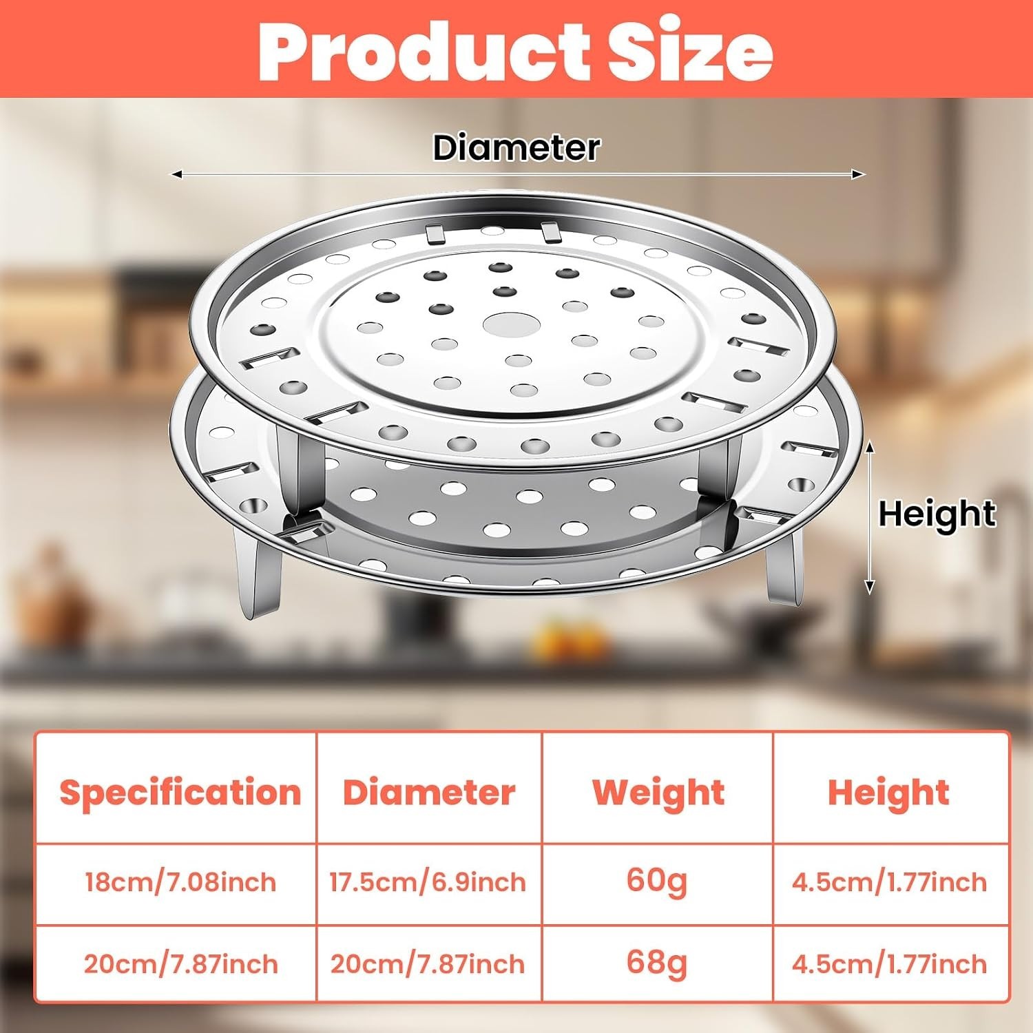 2PCS Stainless Steel Steamer Rack Set for Healthy Cooking & Effortless Cleanup