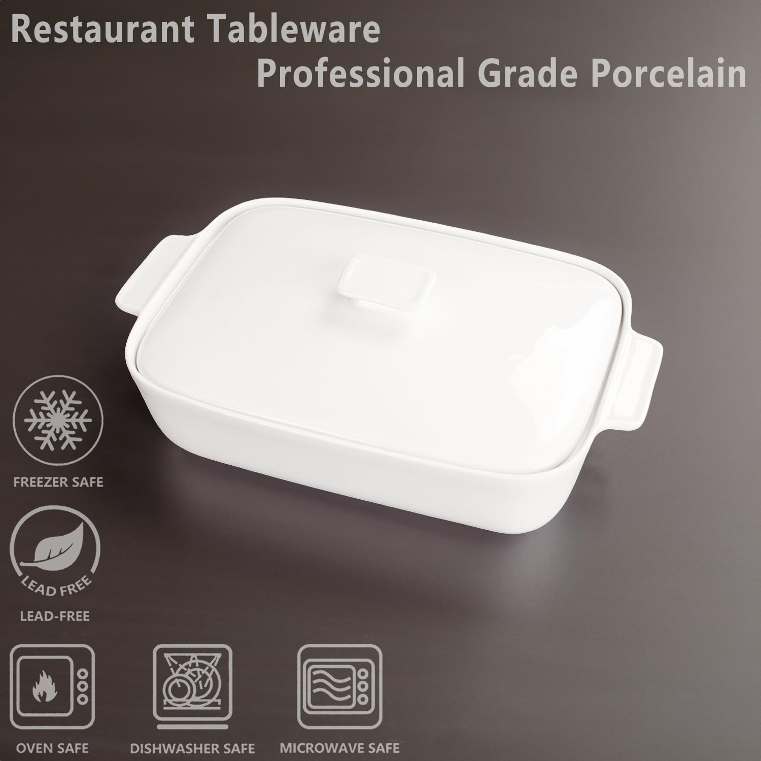 jinsongdafa 10″ x 7″ Ceramic Casserole Dish 1.7 Quart with Lids and Handle
