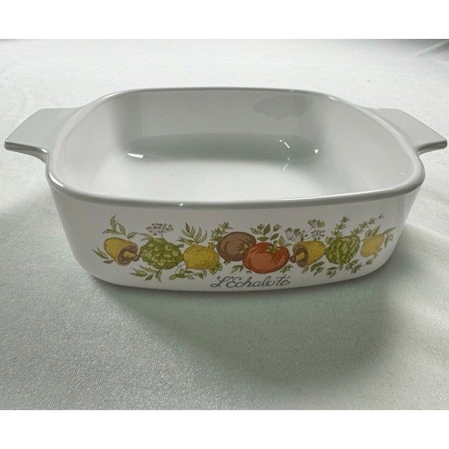 Corning Ware Spice of Life L’Echalote 1 Quart Casserole Dish A-1-B Vintage White