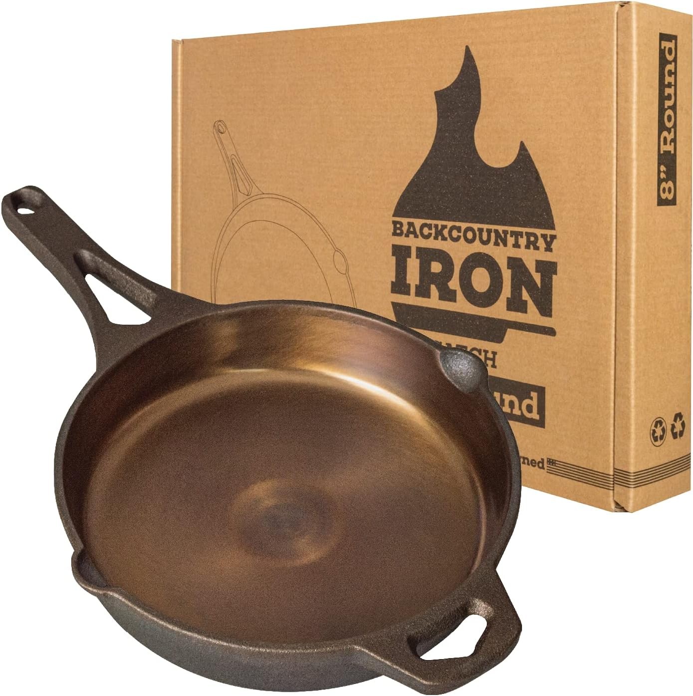 8 Inch Smooth Wasatch Pre-Seasoned Round Cast Iron Skillet
