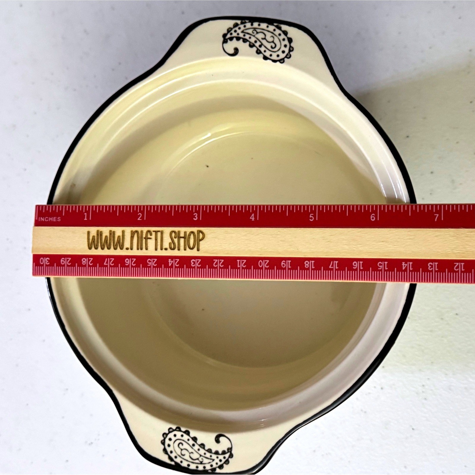Temp-tations by Tara Paisley Ceramic Casserole Set 2.5QT 1QT Cream Black 5pc