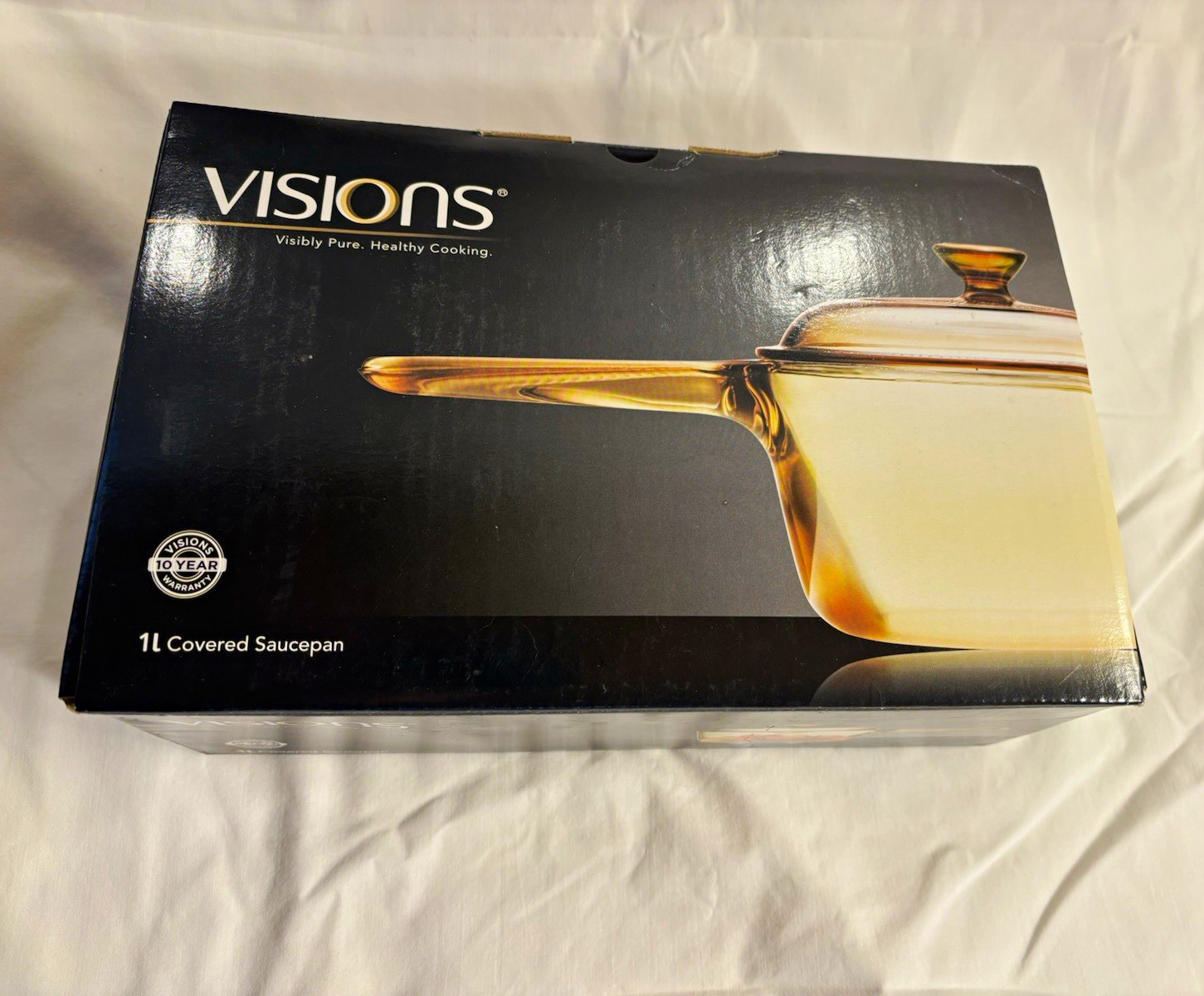 Visions 1L Amber Glass Covered Saucepan w/ Lid 2-Piece Set Transparent
