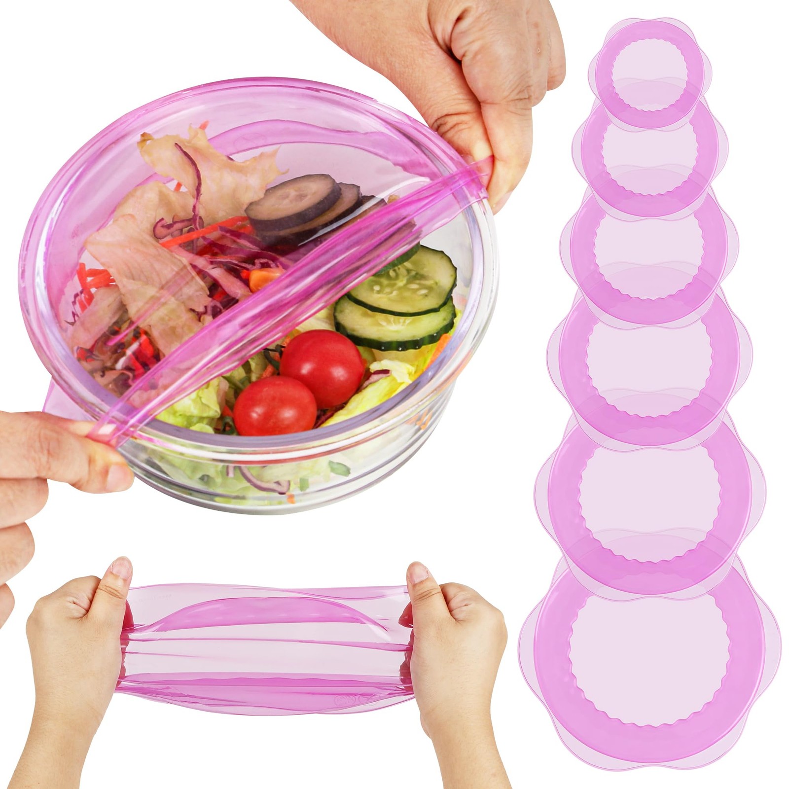 Silicone Stretch Lids for Food Storage in Fridge, Reusable Elastic Bowl Cover…