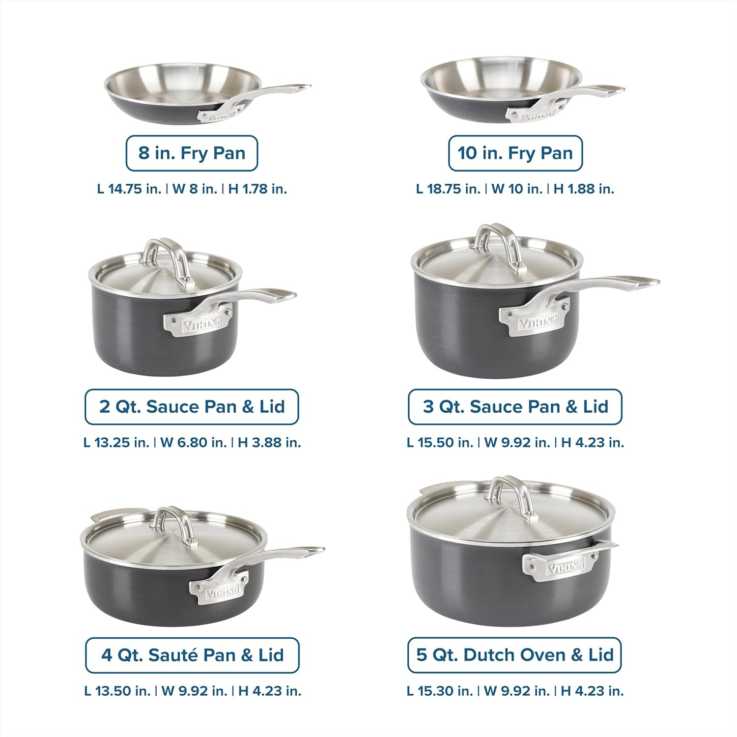 10-Piece 5-Ply Hard Anodized Cookware Set with Stainless Steel Lids