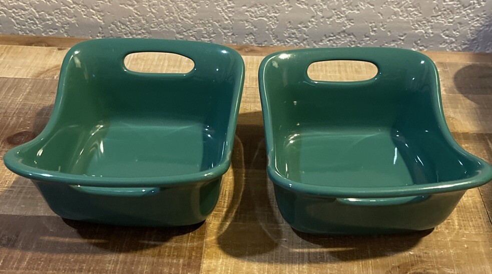 Rachel Ray Stoneware 12oz Personal Chartreuse Casserole Baking Dishes Lot of 2