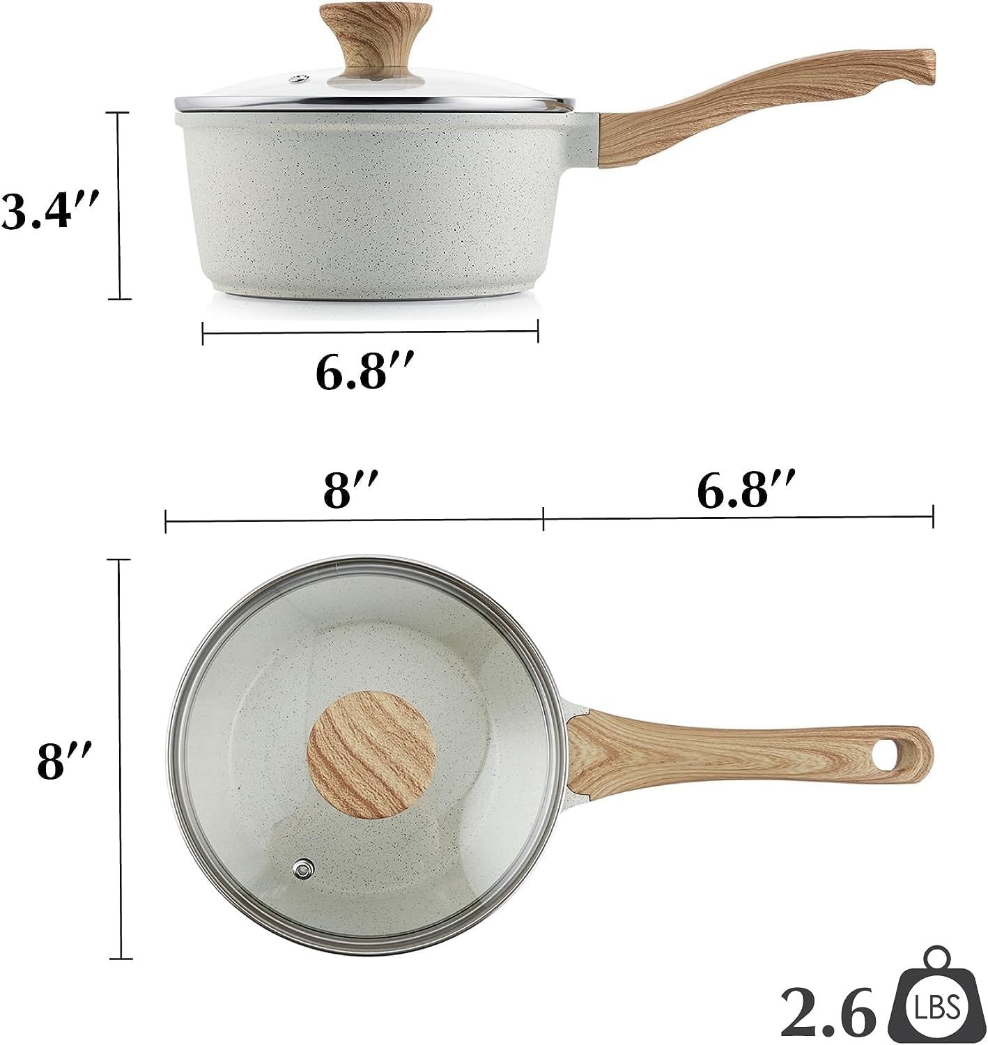 Compact 1.5QT & 2.5QT Nonstick Ceramic Saucepan Set – Easy Clean & Versatile