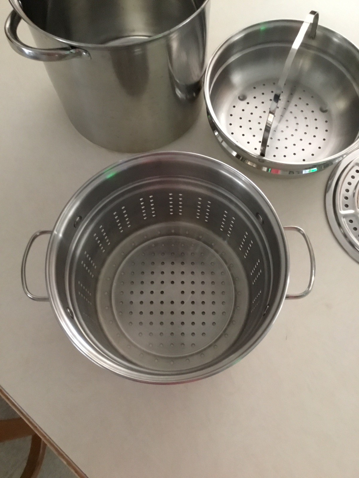 Stainless Steel 12Qt Multi Pot Steamer/Pasta Strainer Lid 5pc W/Handles