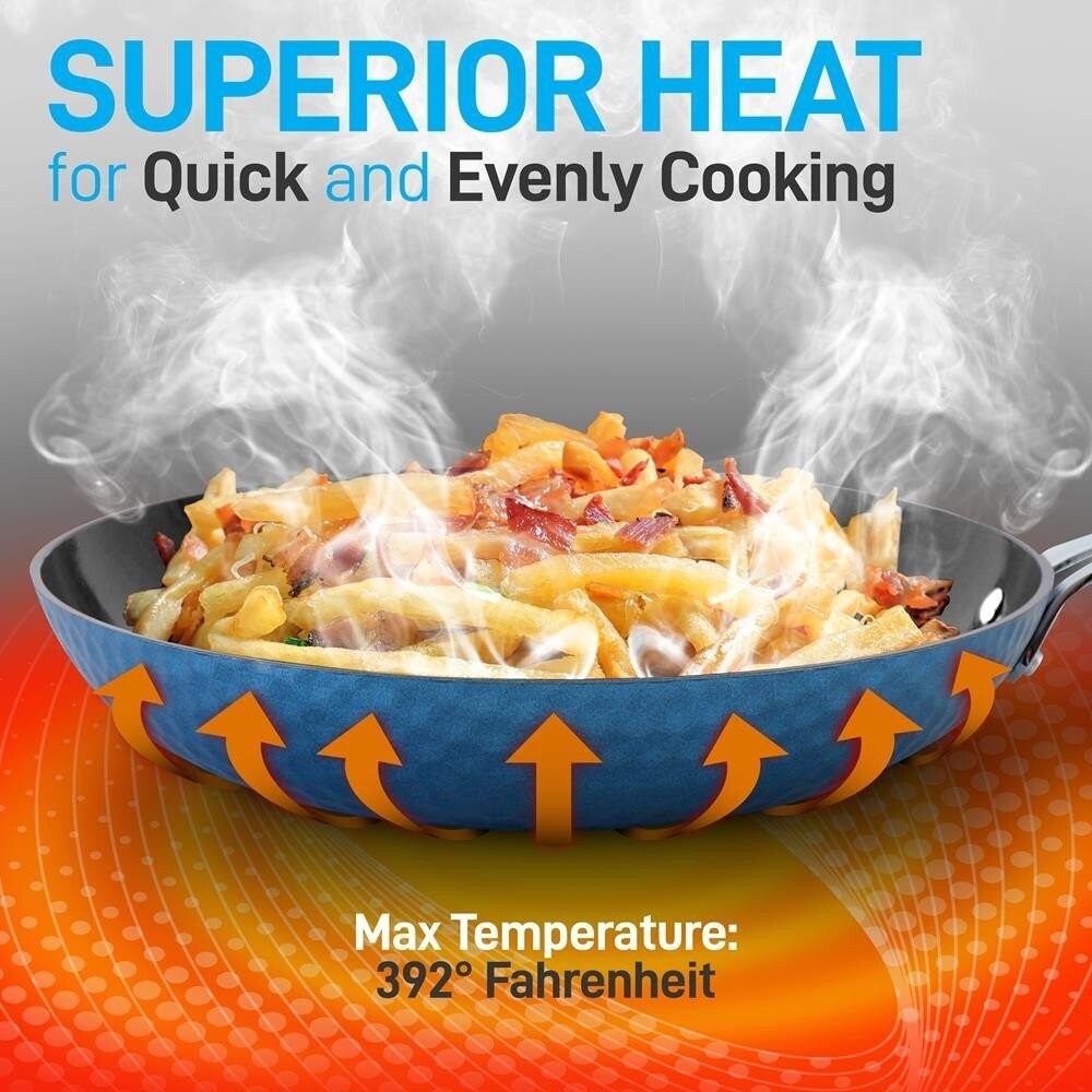 Nutrichef 11” Large Fry Pan – Stylish w/ Elegant Diamond Pattern, Non-Stick