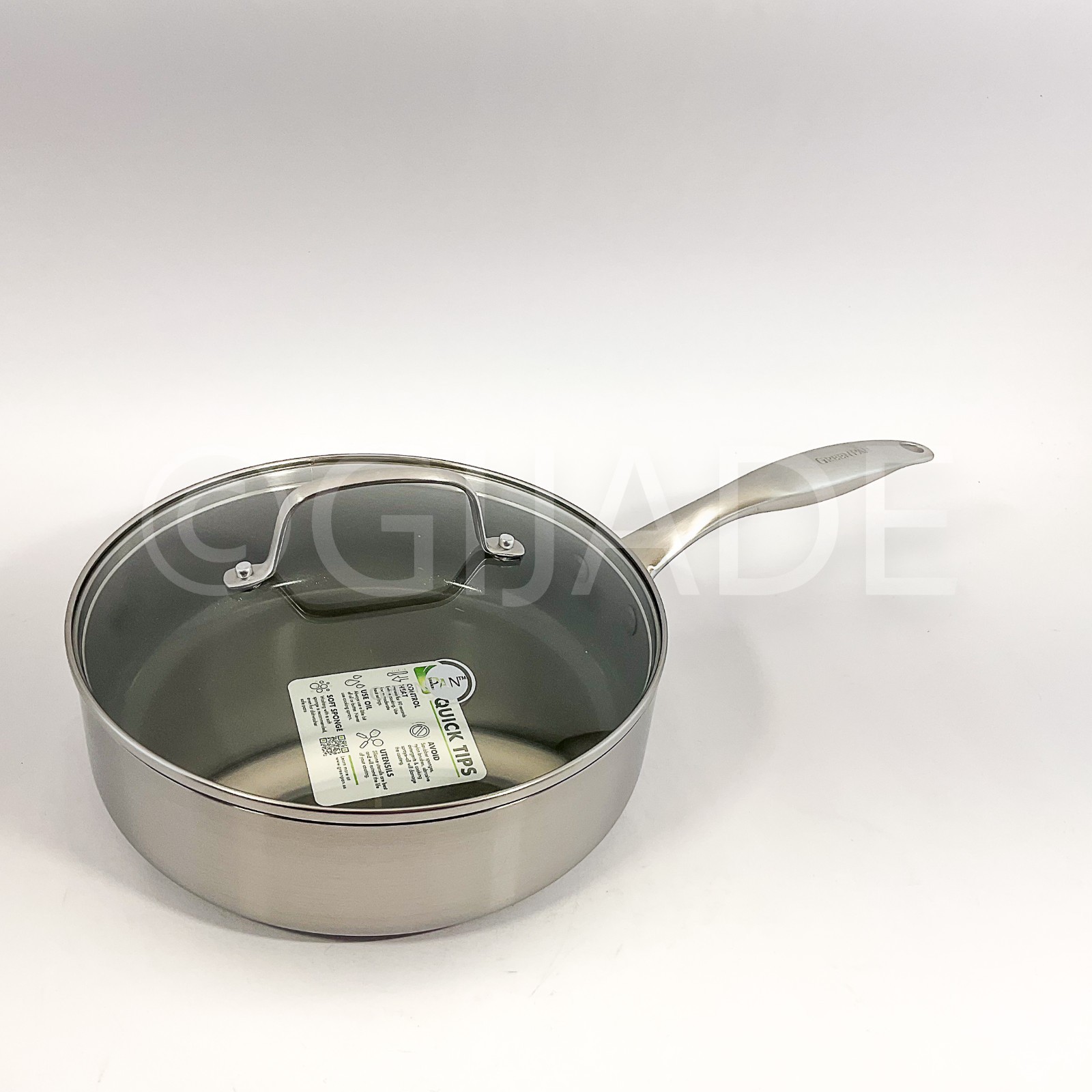 GreenPan Tri-Clad Healthy Nonstick Ceramic Tri-Ply 3.2-QT Saute Pan New