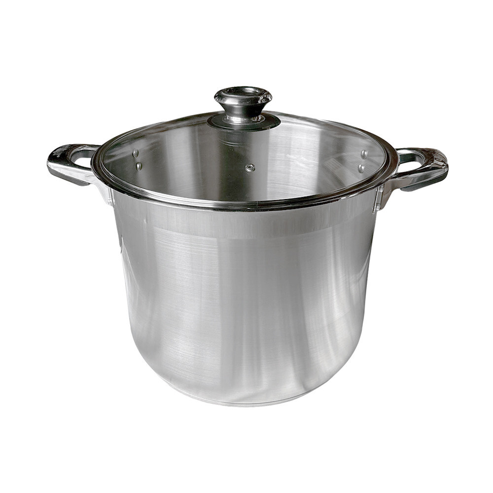30 Quarts Stainless Steel Stockpot Cooking Pot Glass Lid Boiling Pot Cookware