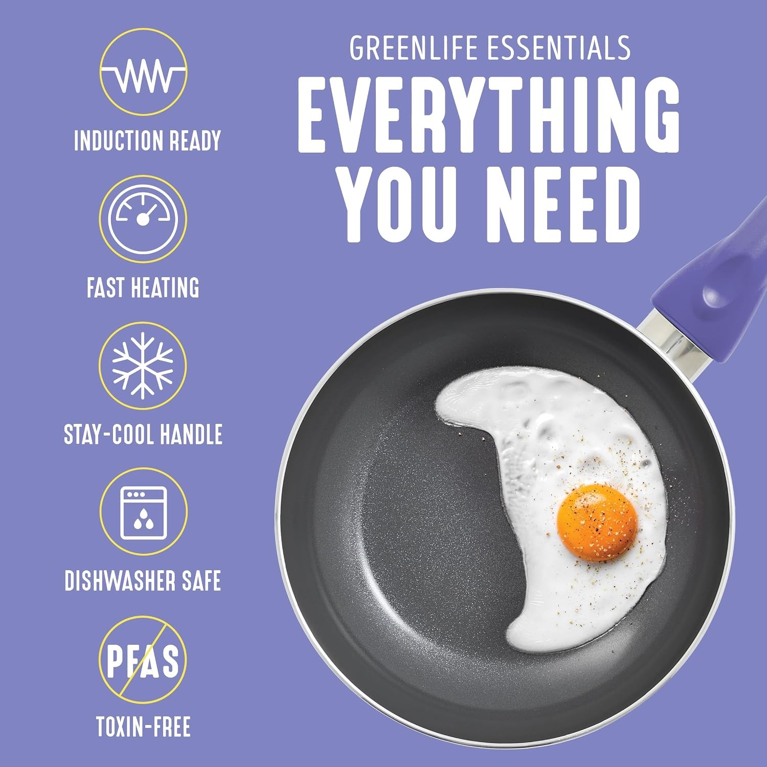 8″ Frying Pan Skillet, PFAS-Free Ceramic Nonstick, Induction Ready Cookware