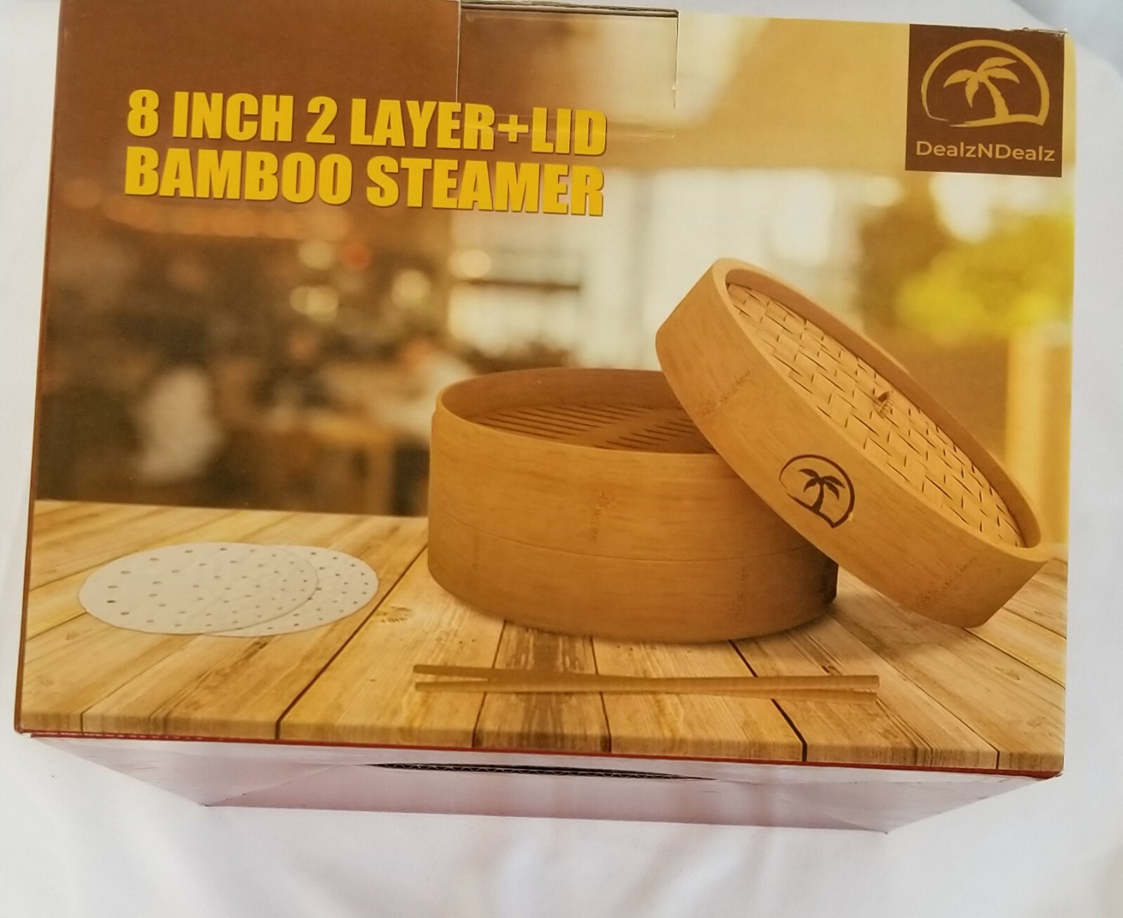 Bamboo Steamer 8 inch 2 Layer + Lid DealzNDealz