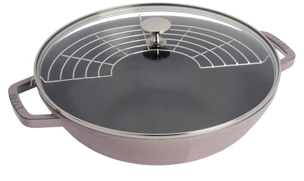 STAUB Cast Iron Perfect Pan, Wok, 4.5-quart, serves 4-5, Made in France, Lilac