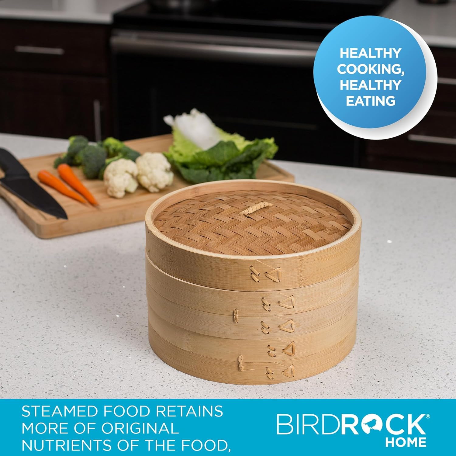 Bamboo Steamer (Classic Bamboo, 10″ Diameter)
