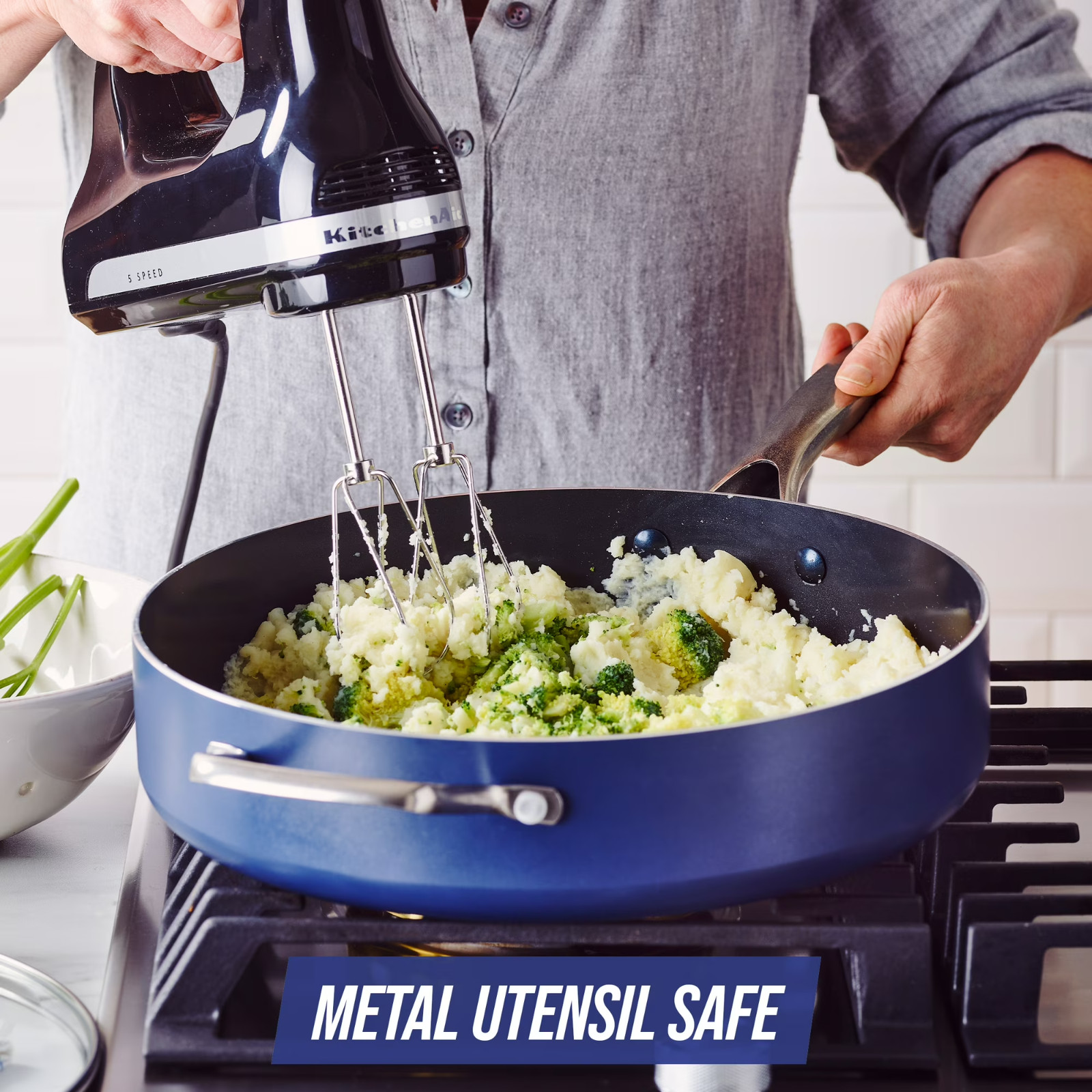Blue Diamond 5QT Ceramic Nonstick Jumbo Sauté Pan with Lid – Toxin-Free