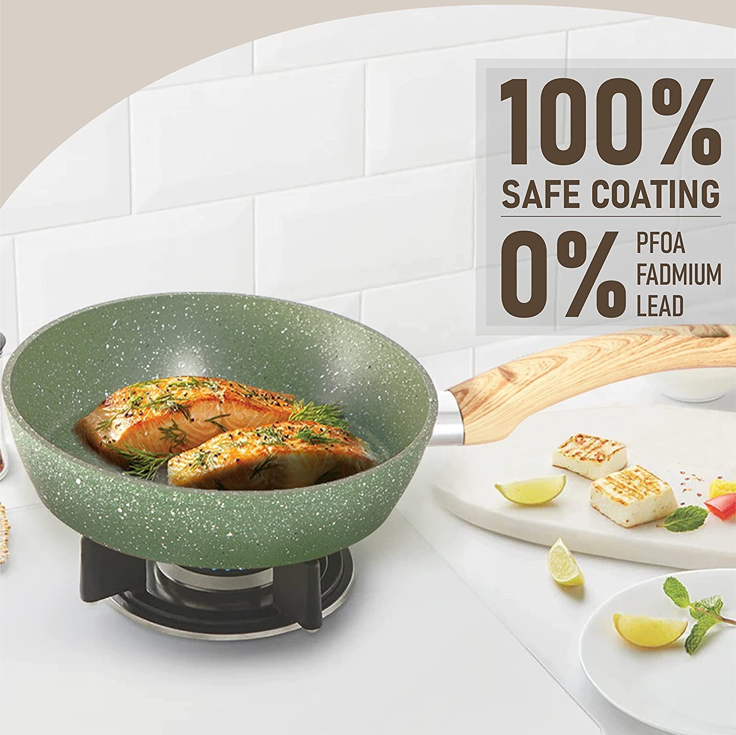 12 Pieces Kitchen Pots & Pans Set Nonstick Cookware Set Granite Coated Green