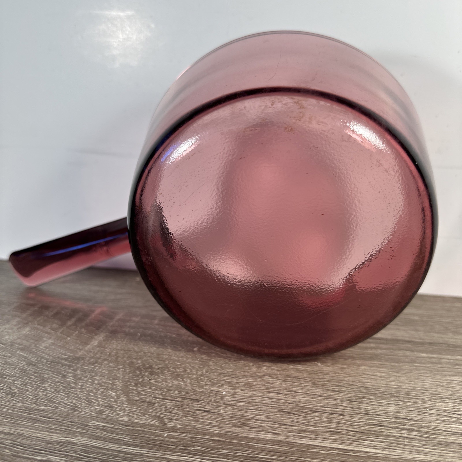 Vintage Corning Ware Vision Cranberry 1.0 Liter Saucepan with Spout Pyrex Lid